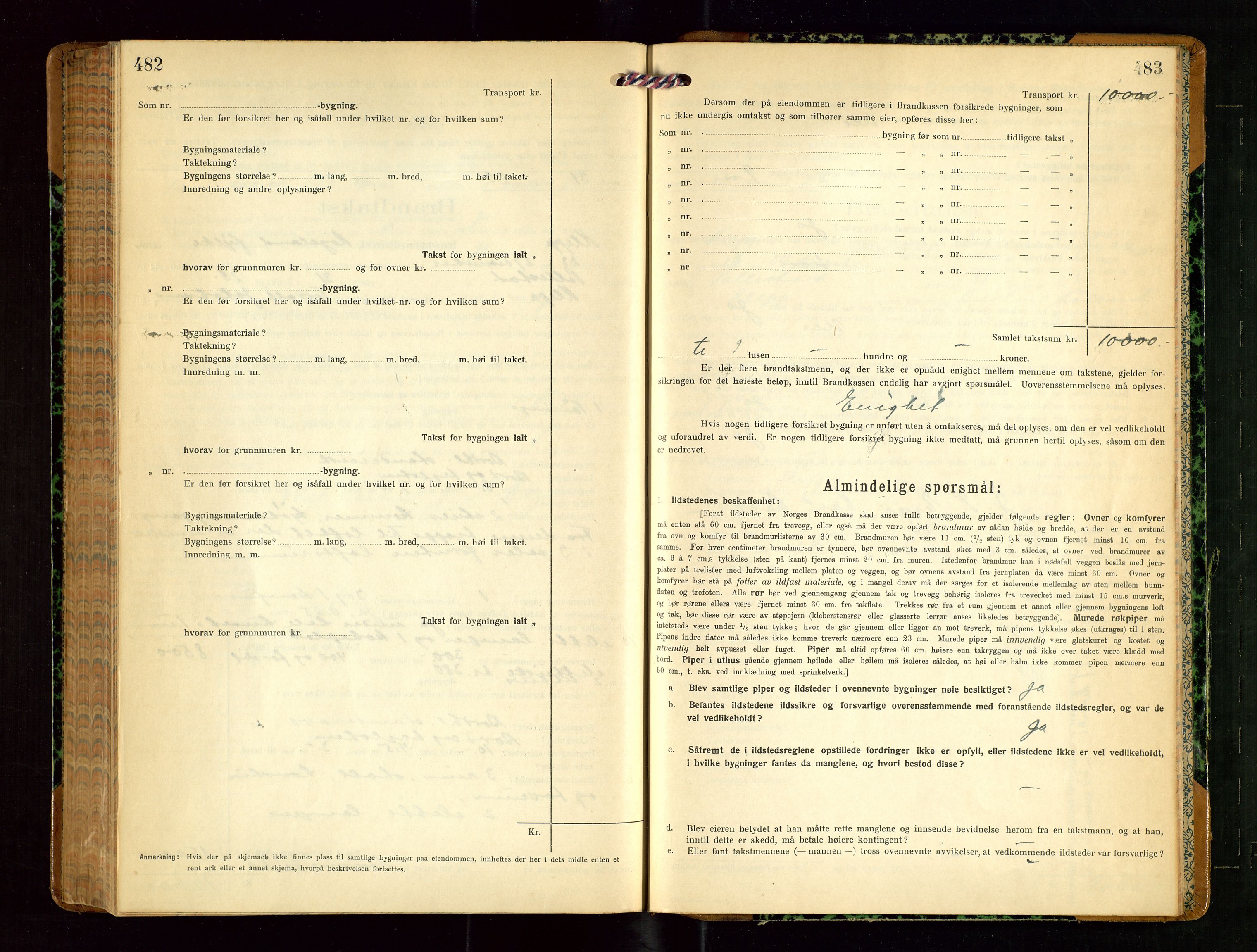 Klepp lensmannskontor, AV/SAST-A-100163/Goc/L0010: "Brandtakstprotokoll" m/register, 1919-1924, s. 482-483