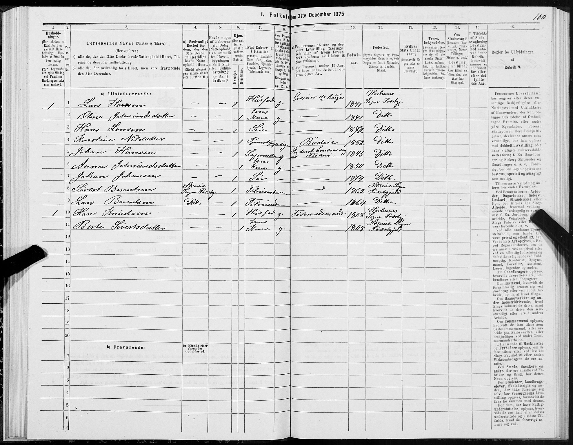 SAT, Folketelling 1875 for 1534P Haram prestegjeld, 1875, s. 3100