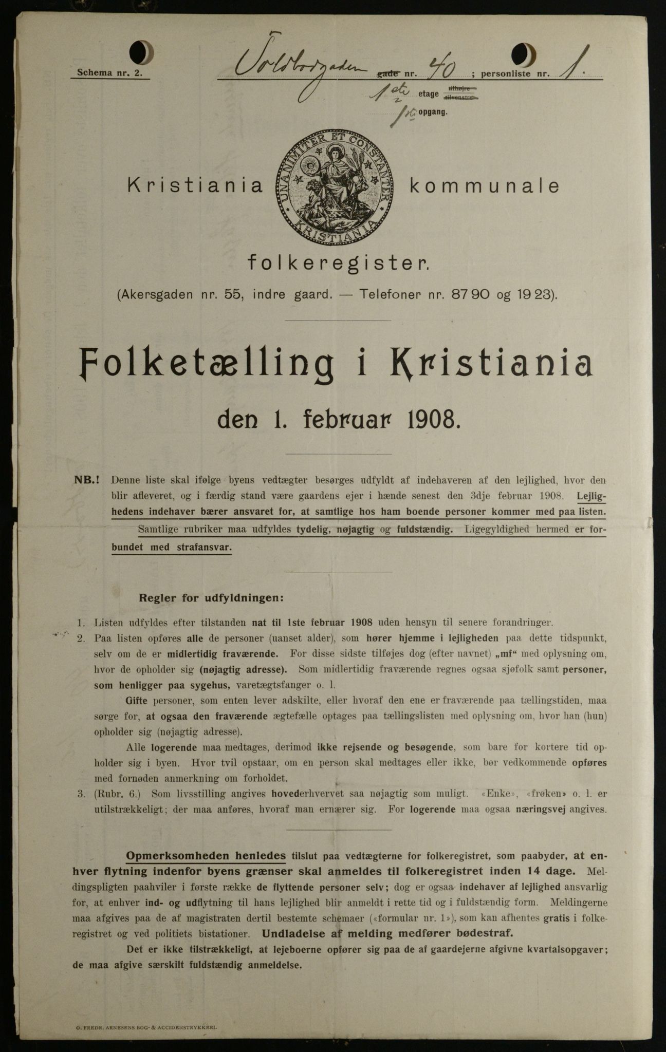 OBA, Kommunal folketelling 1.2.1908 for Kristiania kjøpstad, 1908, s. 101988