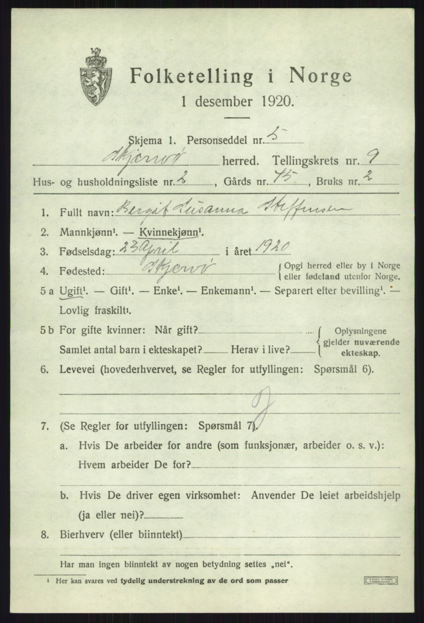 SATØ, Folketelling 1920 for 1941 Skjervøy herred, 1920, s. 5131