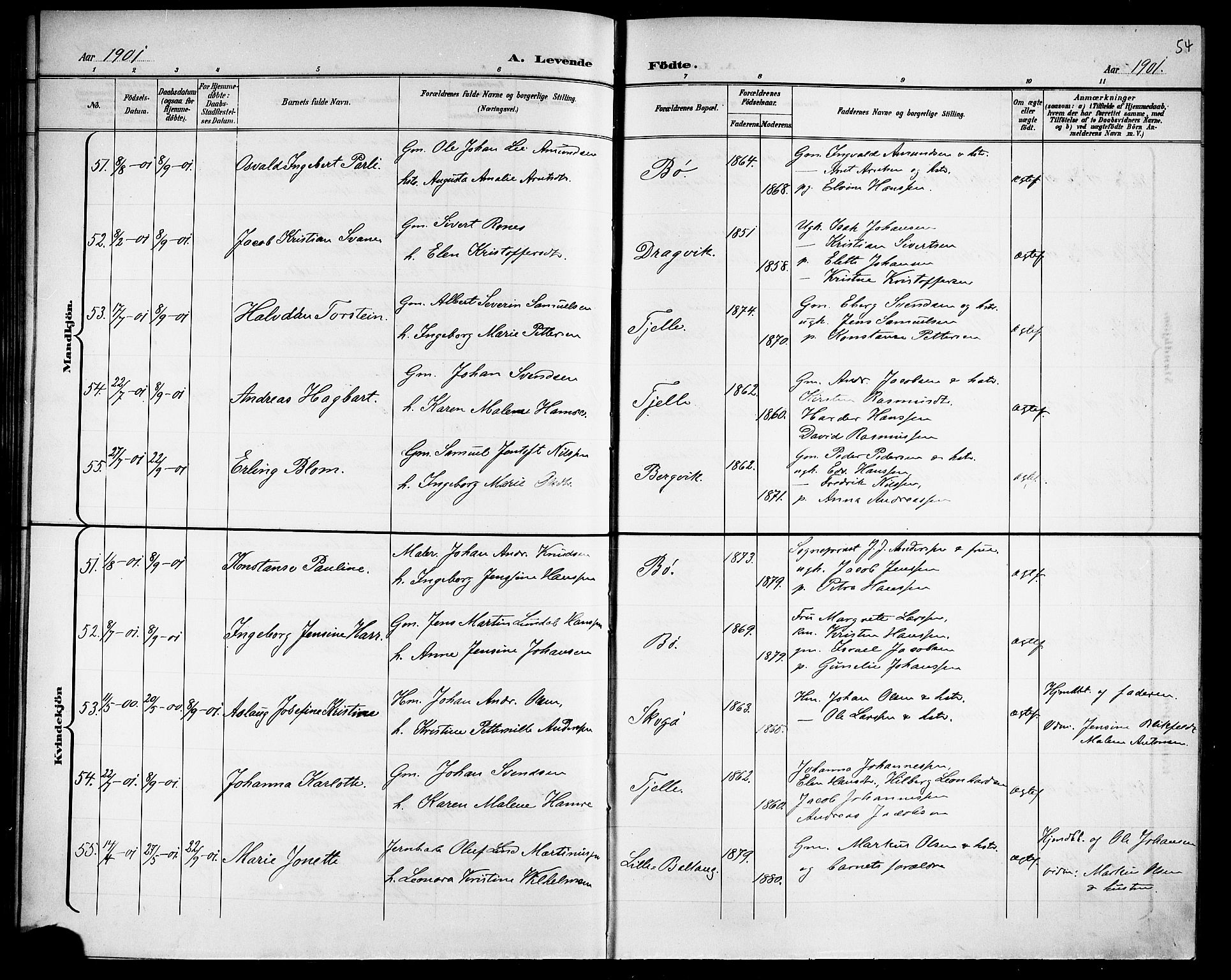 Ministerialprotokoller, klokkerbøker og fødselsregistre - Nordland, AV/SAT-A-1459/863/L0915: Klokkerbok nr. 863C05, 1898-1907, s. 54