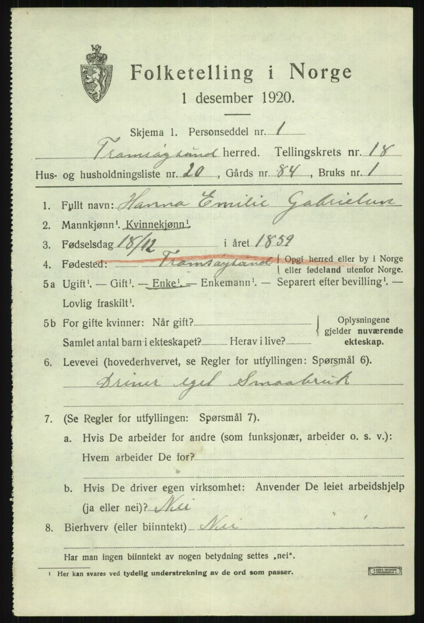 SATØ, Folketelling 1920 for 1934 Tromsøysund herred, 1920, s. 10182