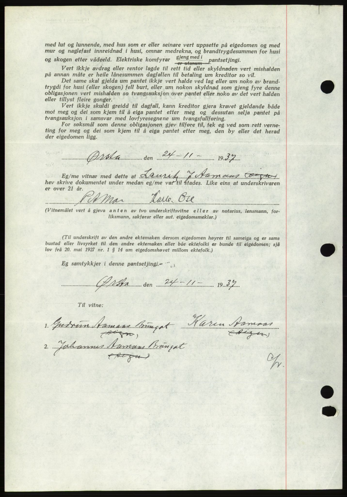 Søre Sunnmøre sorenskriveri, AV/SAT-A-4122/1/2/2C/L0064: Pantebok nr. 58, 1937-1938, Dagboknr: 1860/1937