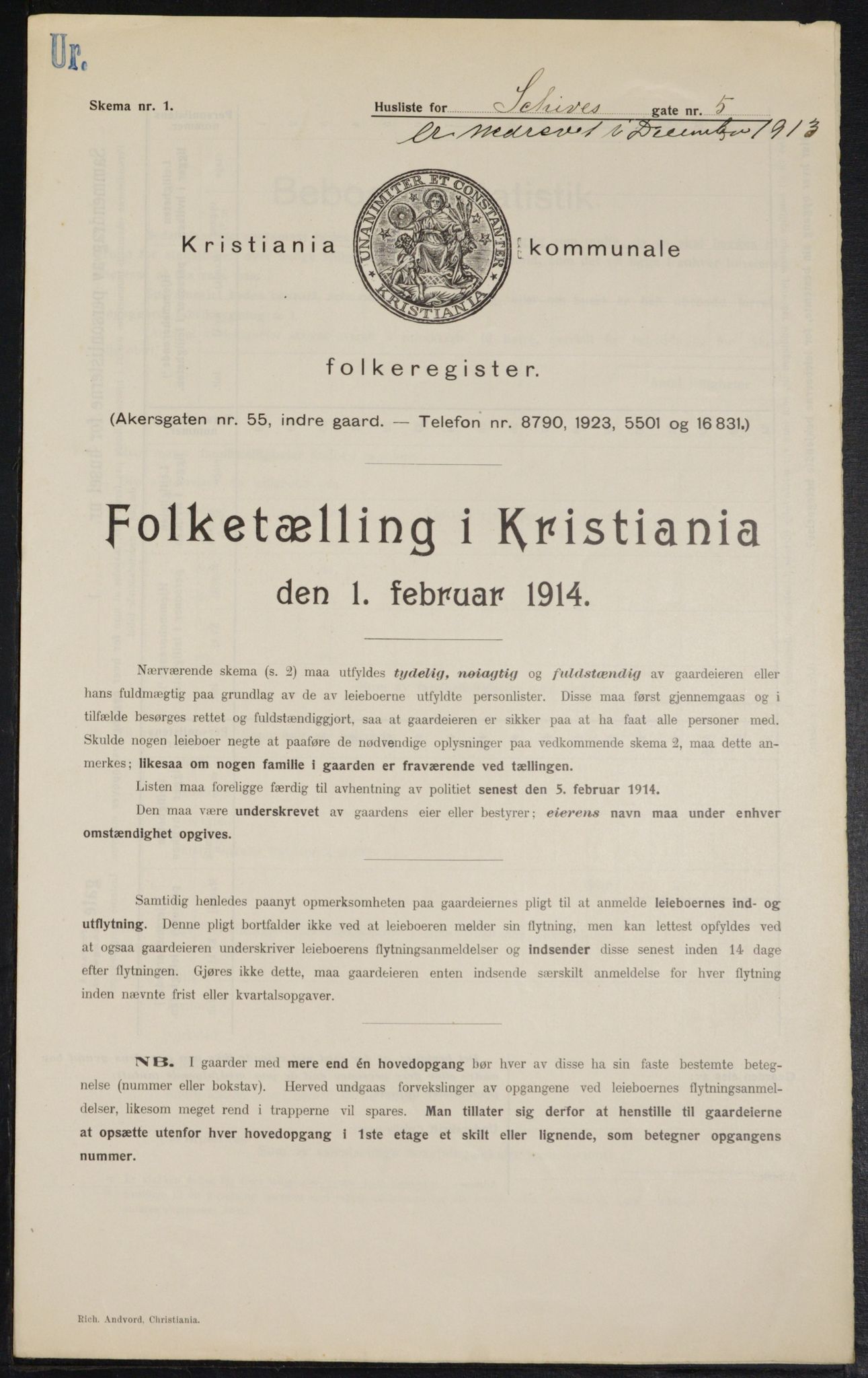 OBA, Kommunal folketelling 1.2.1914 for Kristiania, 1914, s. 89383