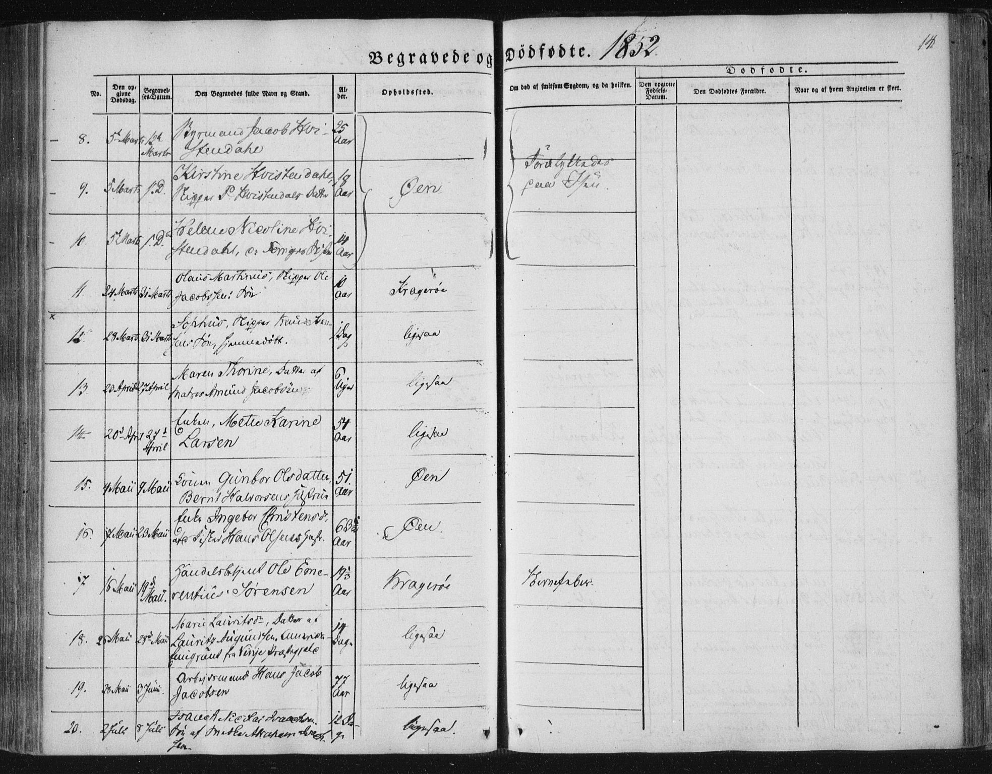 Kragerø kirkebøker, AV/SAKO-A-278/F/Fa/L0006: Ministerialbok nr. 6, 1847-1861, s. 14