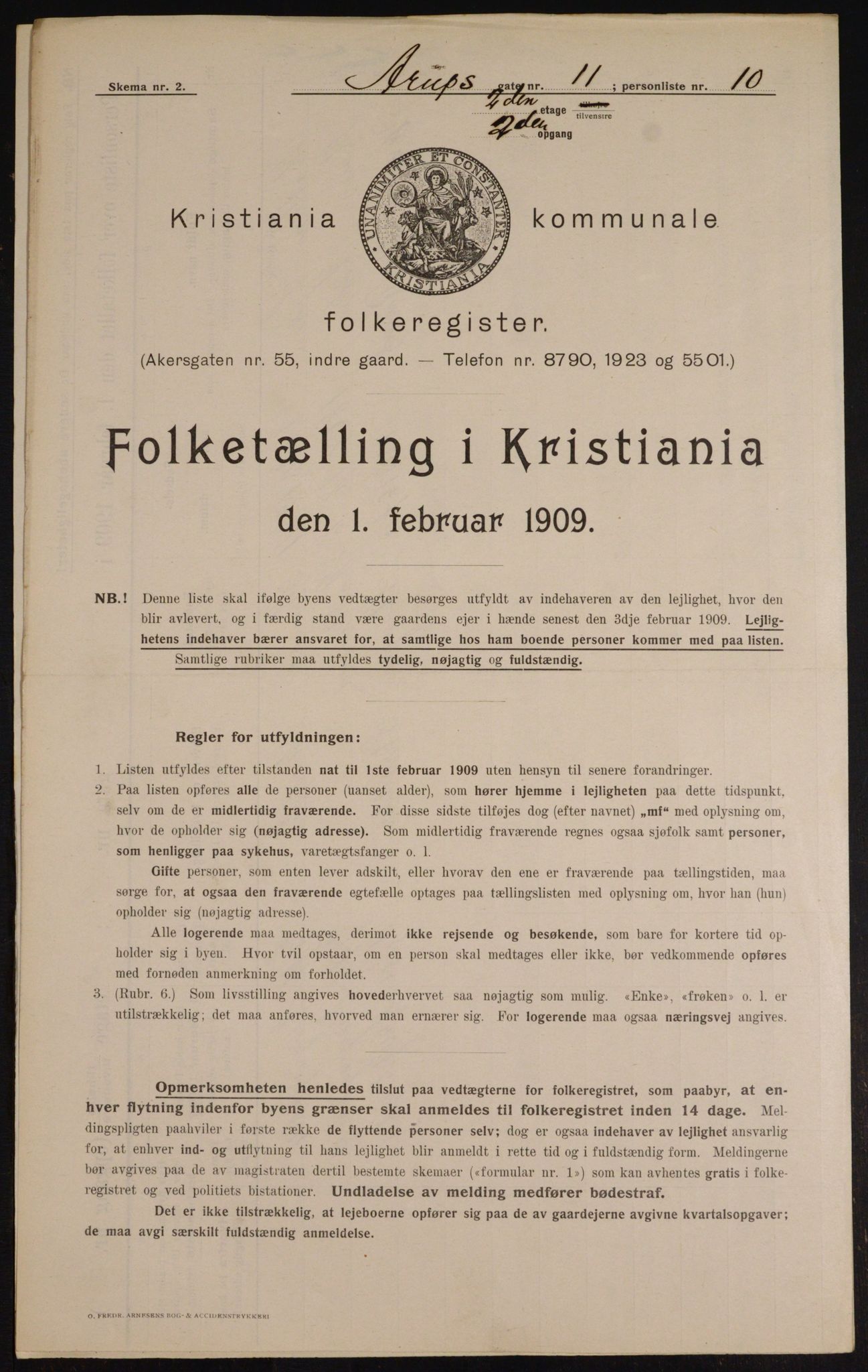OBA, Kommunal folketelling 1.2.1909 for Kristiania kjøpstad, 1909, s. 2140