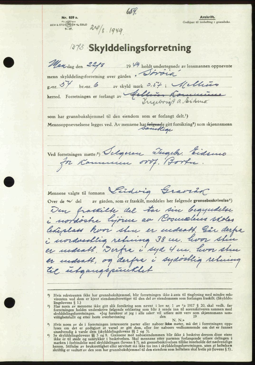 Gauldal sorenskriveri, SAT/A-0014/1/2/2C: Pantebok nr. A8, 1949-1949, Dagboknr: 1375/1949