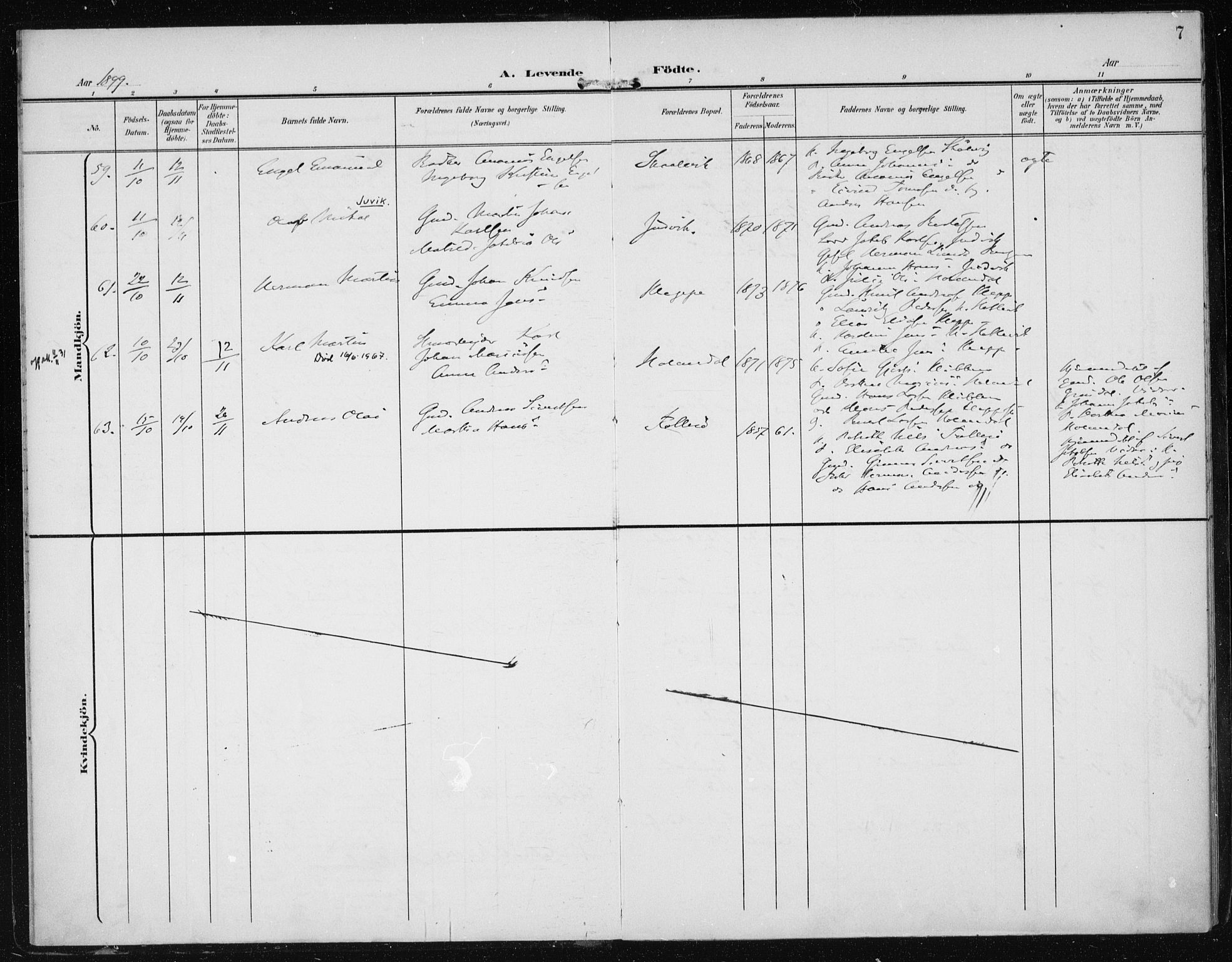 Askøy Sokneprestembete, SAB/A-74101/H/Ha/Haa/Haac/L0001: Ministerialbok nr. C 1, 1899-1905, s. 7