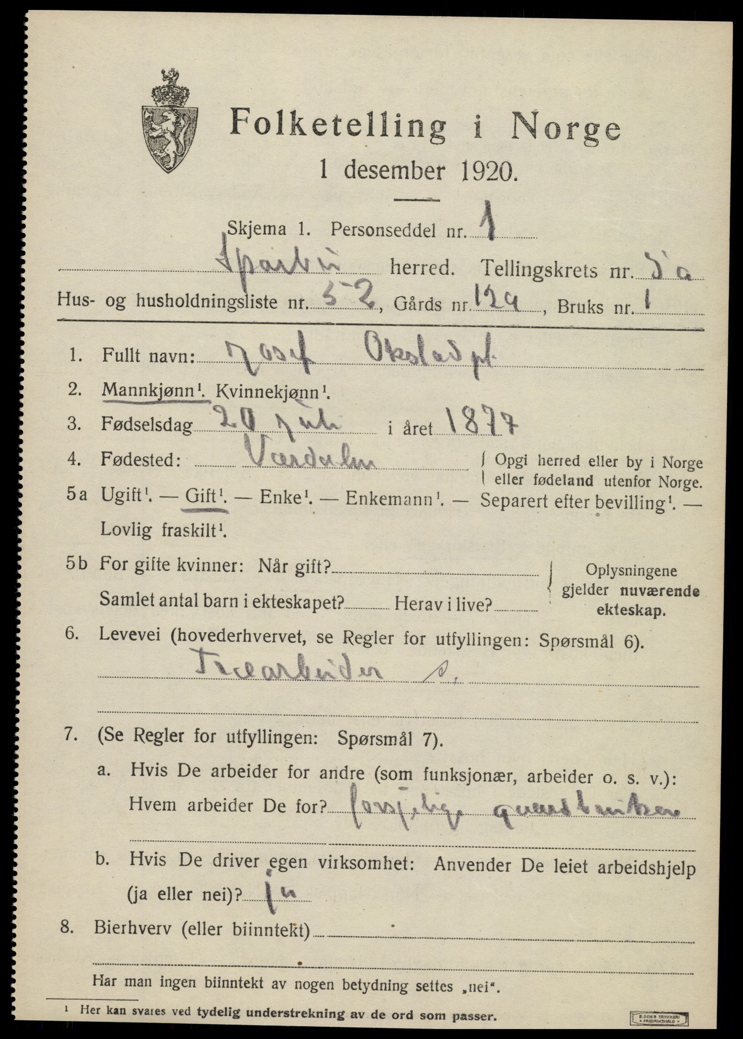 SAT, Folketelling 1920 for 1731 Sparbu herred, 1920, s. 6783