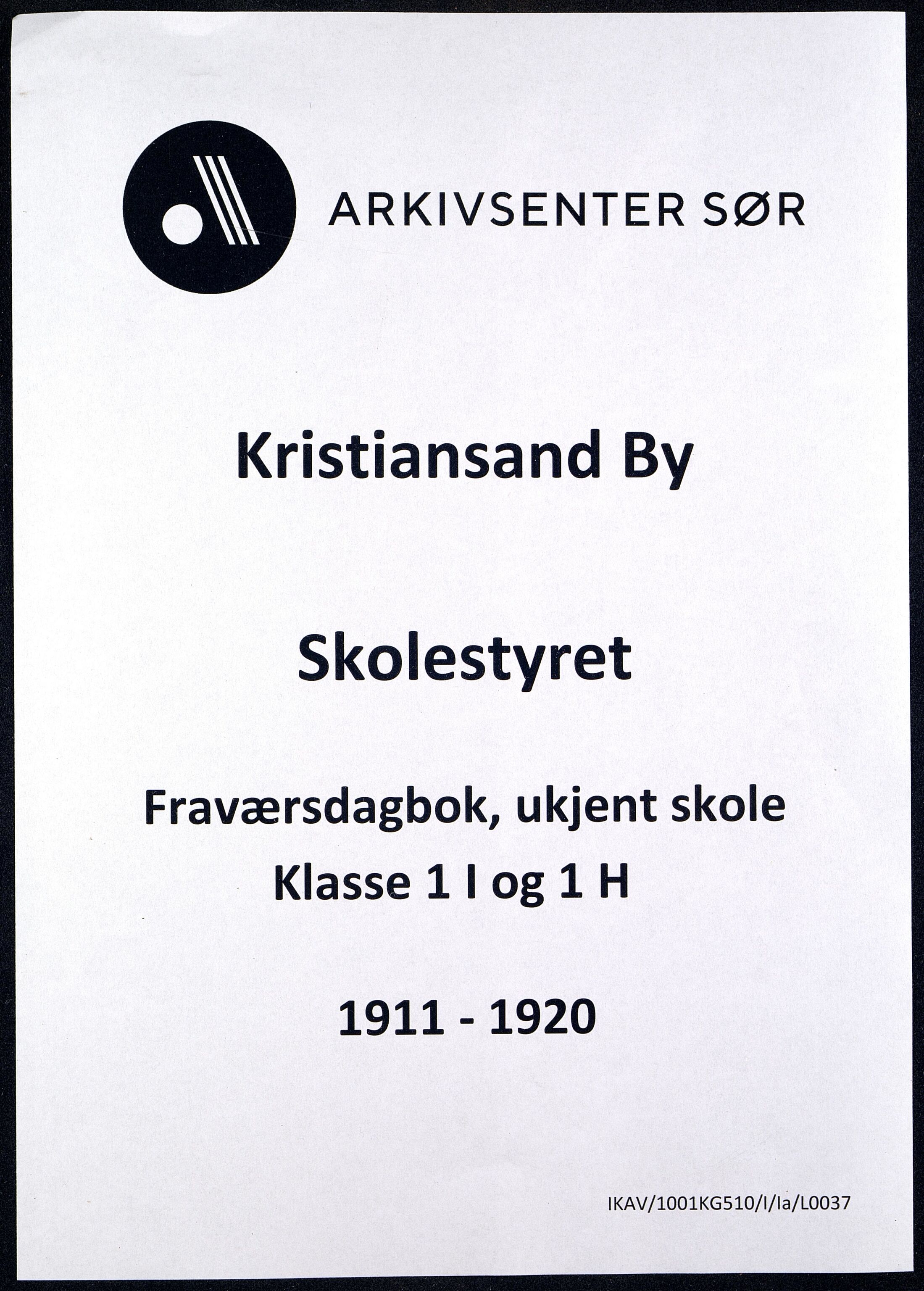 Kristiansand By - Skolekommisjonen/ -Styret, ARKSOR/1001KG510/I/Ia/L0037: Fraværsdagbok for klasse 1 I og H, 1911-1920