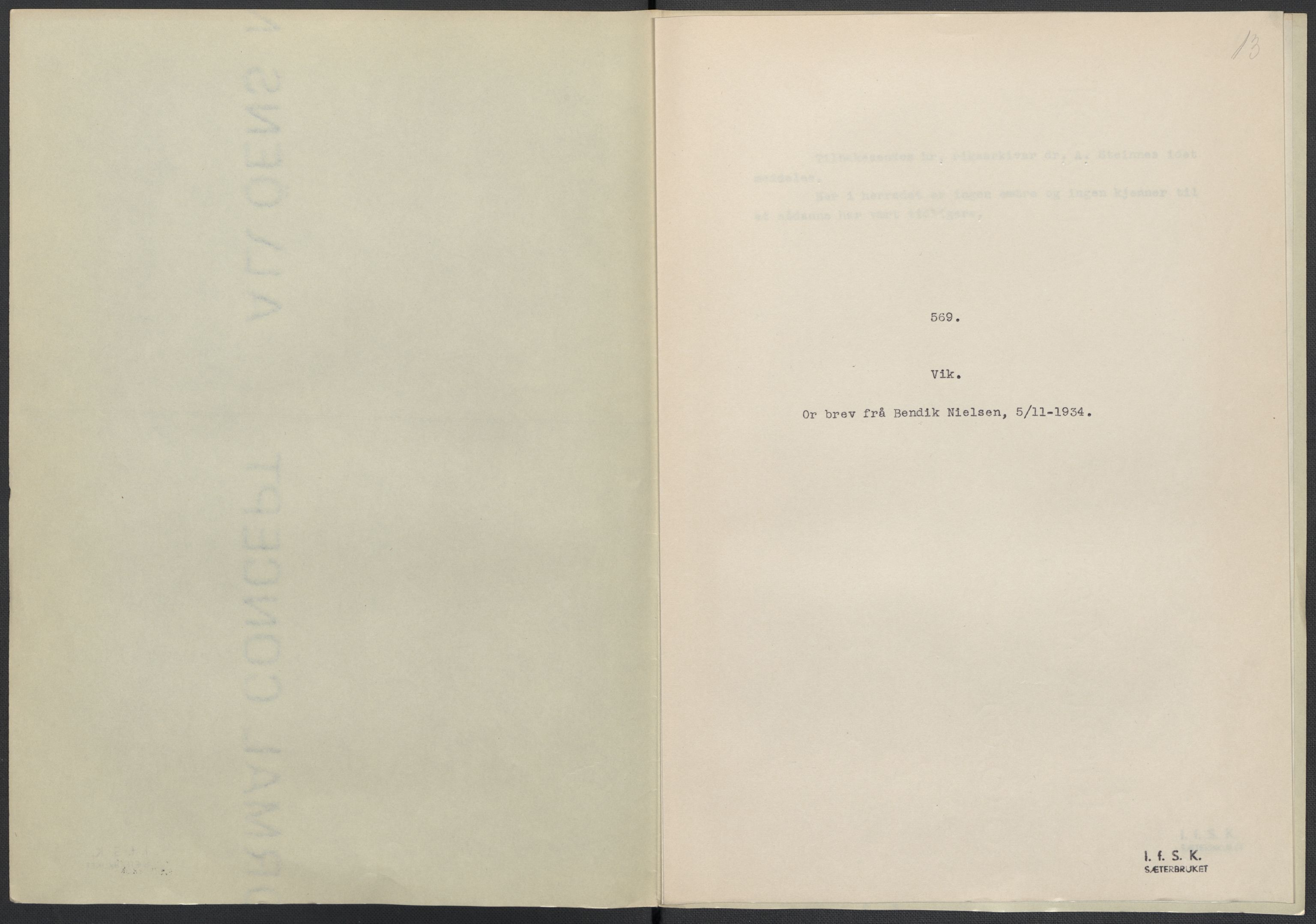 Instituttet for sammenlignende kulturforskning, AV/RA-PA-0424/F/Fc/L0016/0001: Eske B16: / Nordland (perm XLVI), 1932-1938, s. 13