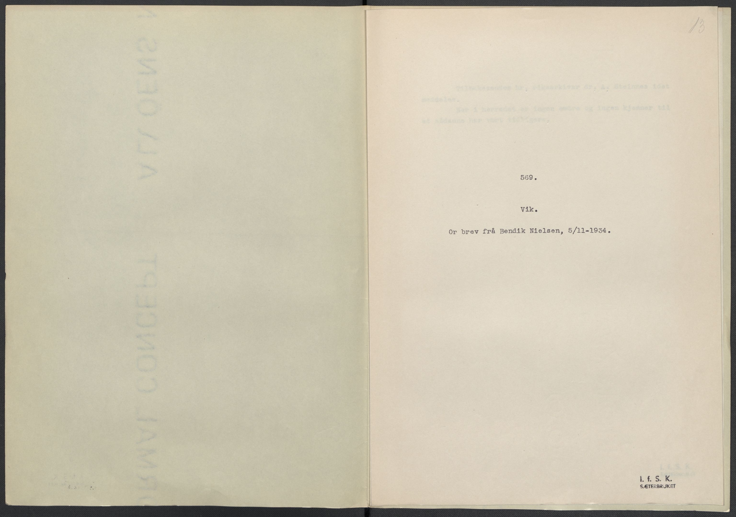 Instituttet for sammenlignende kulturforskning, RA/PA-0424/F/Fc/L0016/0001: Eske B16: / Nordland (perm XLVI), 1932-1938, s. 13