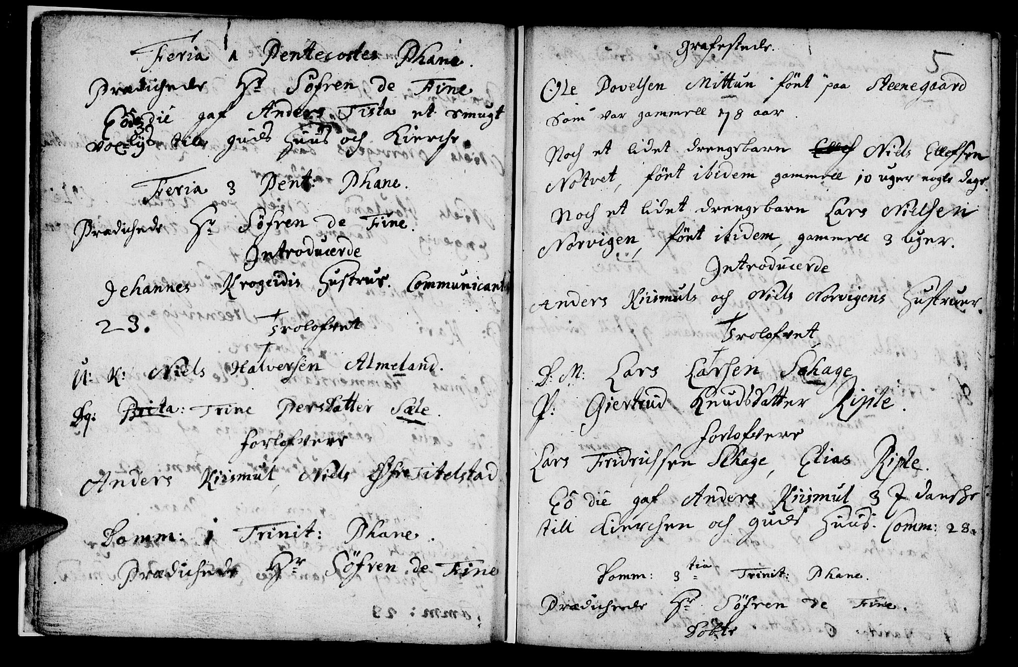 Fana Sokneprestembete, AV/SAB-A-75101/H/Haa/Haaa/L0001: Ministerialbok nr. A 1, 1712-1719, s. 5