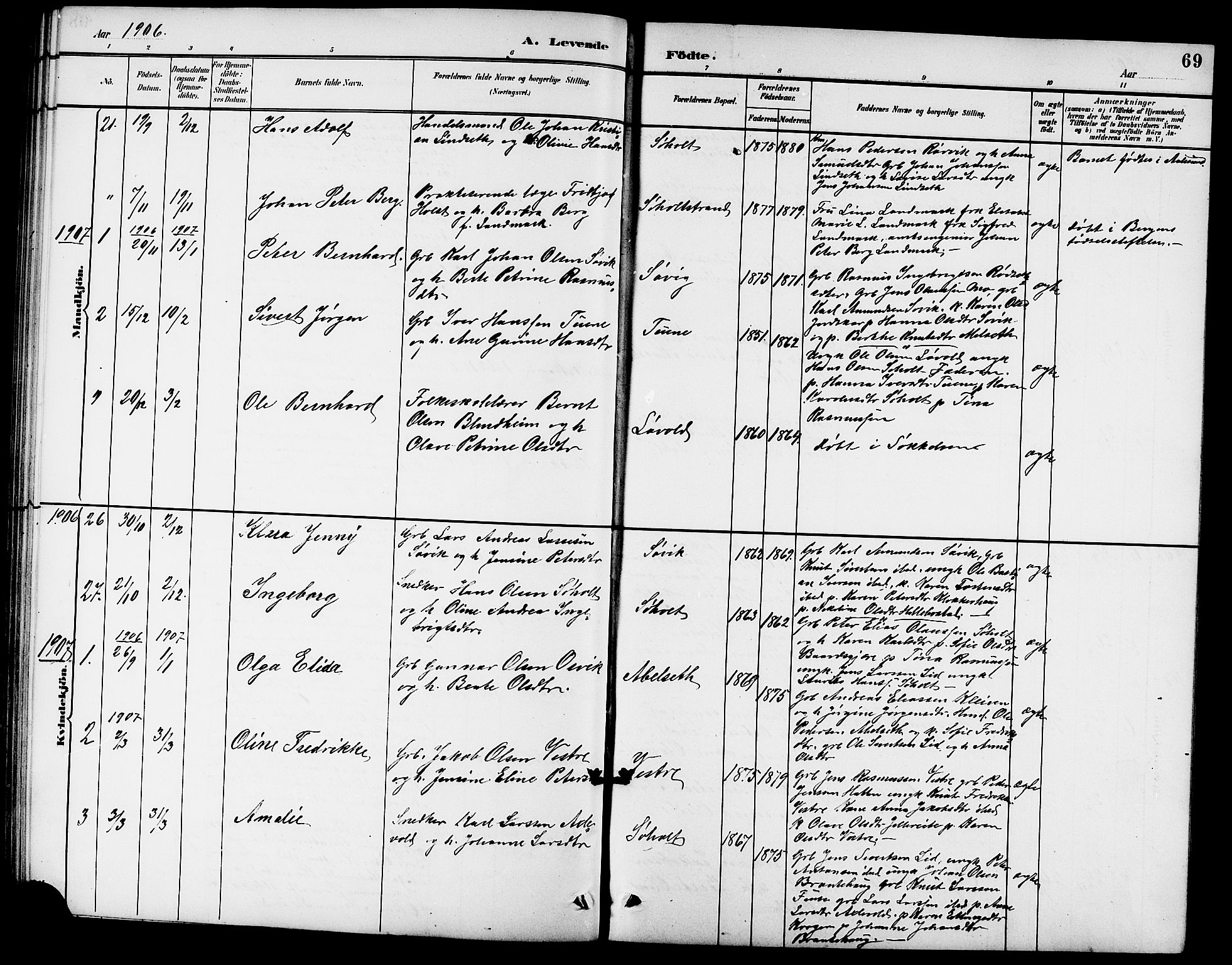 Ministerialprotokoller, klokkerbøker og fødselsregistre - Møre og Romsdal, SAT/A-1454/522/L0327: Klokkerbok nr. 522C06, 1890-1915, s. 69