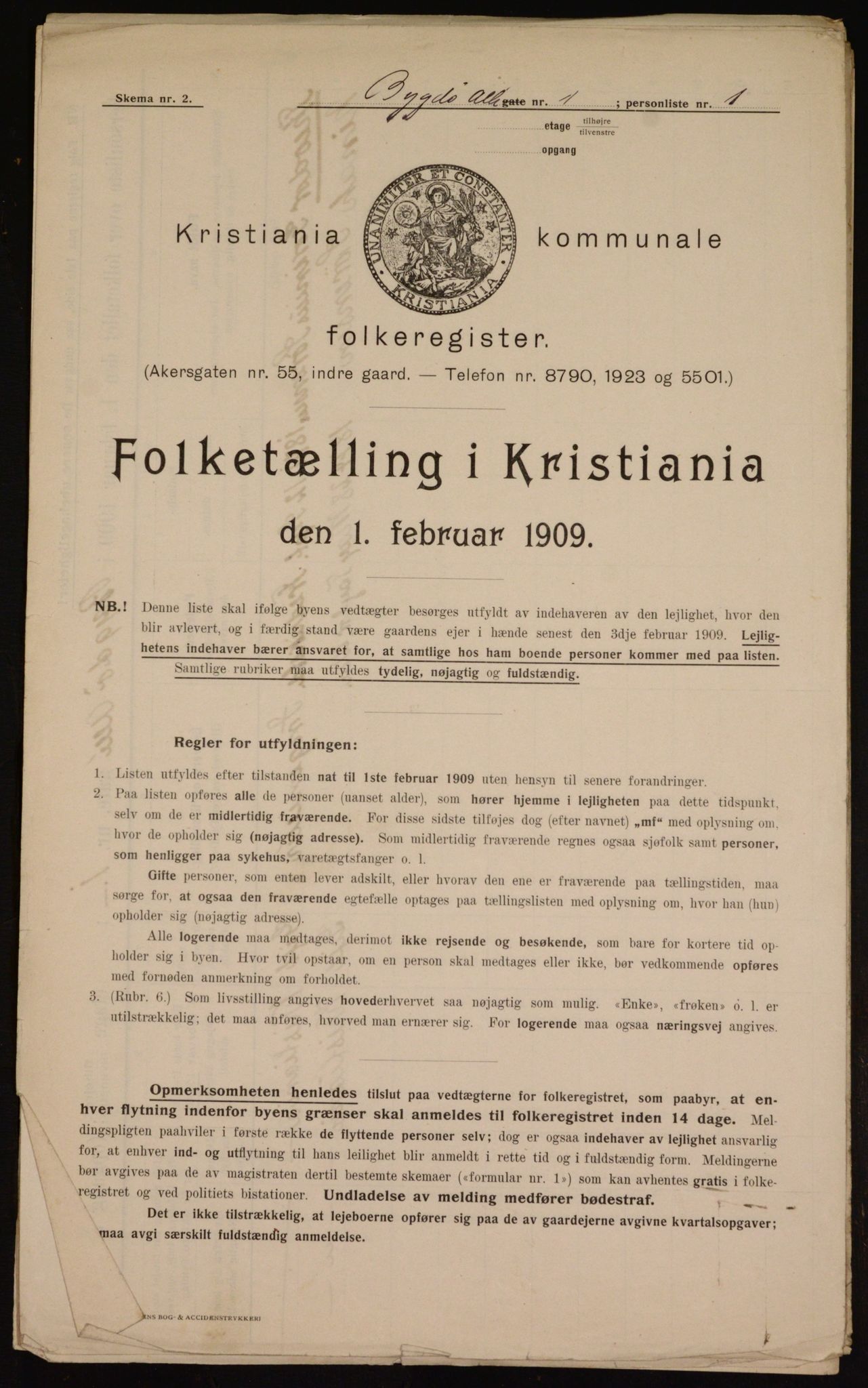 OBA, Kommunal folketelling 1.2.1909 for Kristiania kjøpstad, 1909, s. 9311