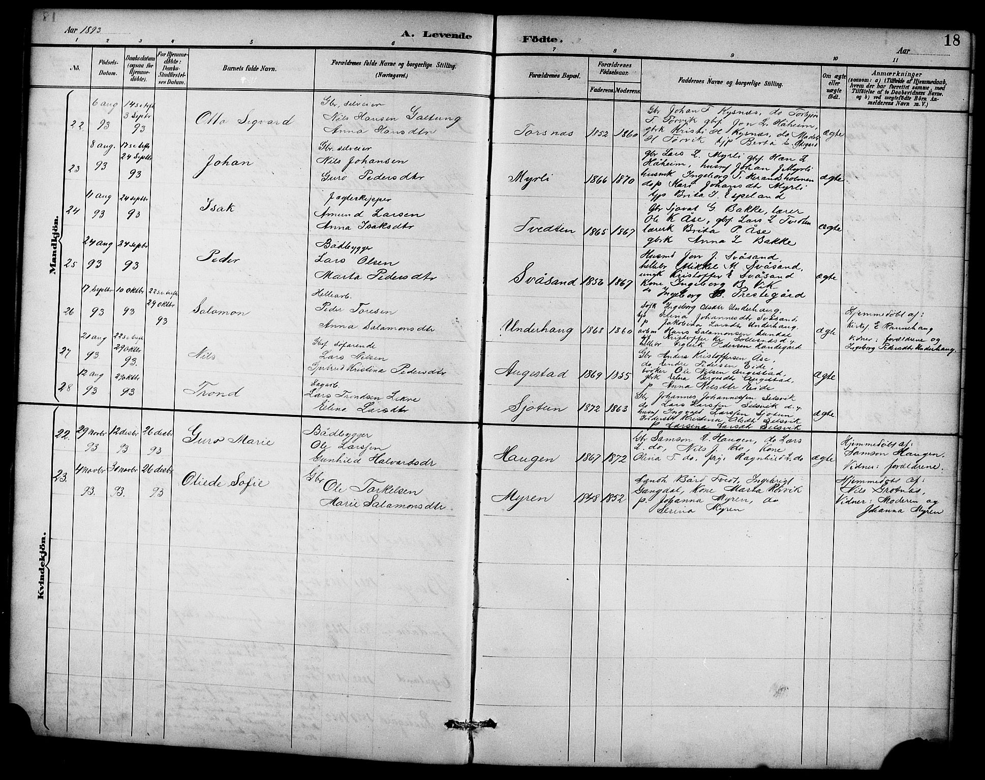 Ullensvang sokneprestembete, AV/SAB-A-78701/H/Hab: Klokkerbok nr. D 1, 1891-1908, s. 18