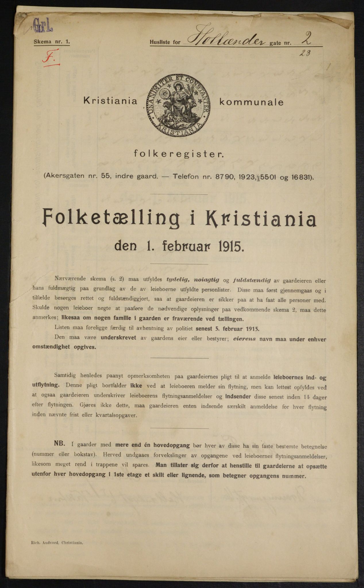 OBA, Kommunal folketelling 1.2.1915 for Kristiania, 1915, s. 40227