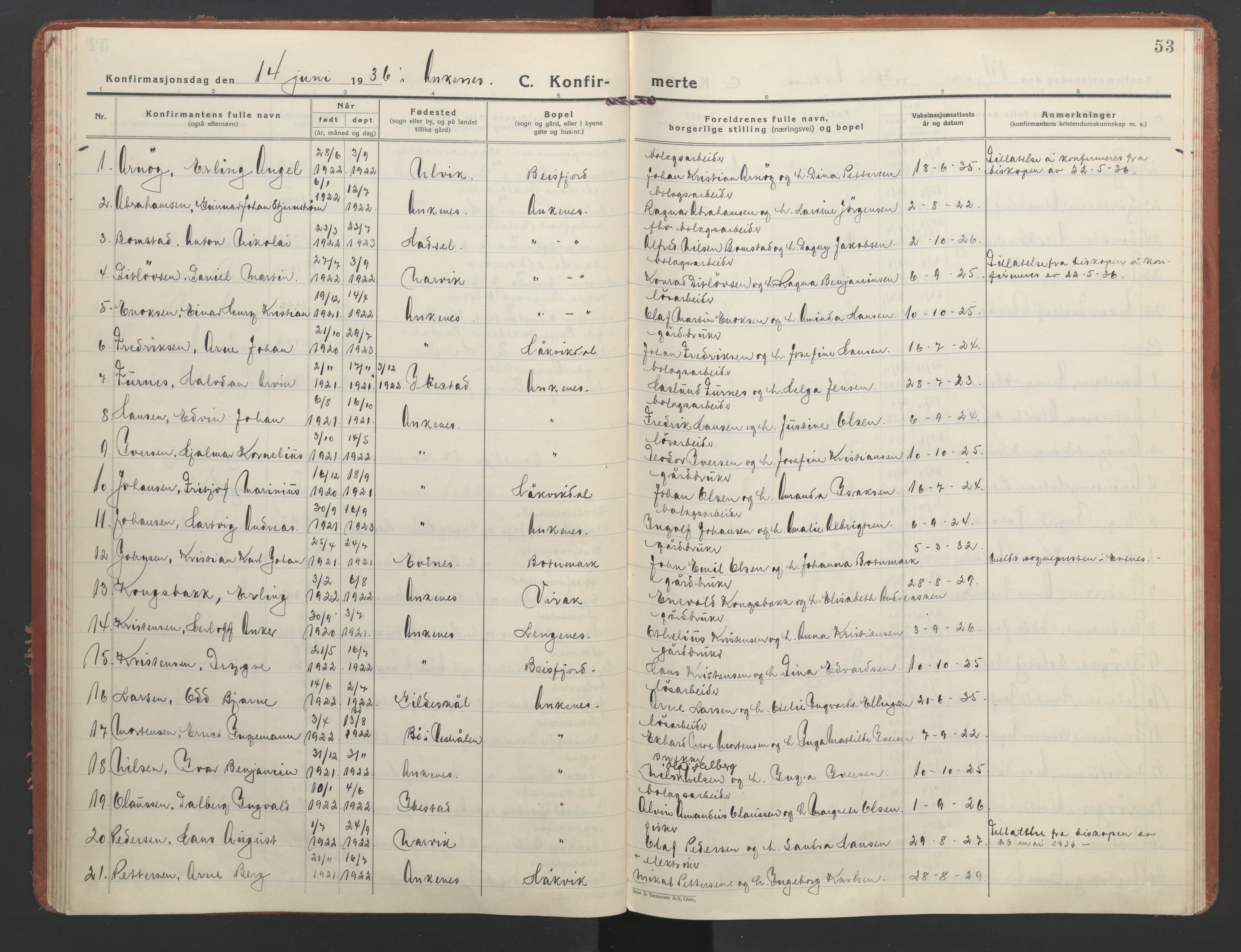 Ministerialprotokoller, klokkerbøker og fødselsregistre - Nordland, AV/SAT-A-1459/866/L0946: Ministerialbok nr. 866A09, 1926-1944, s. 53