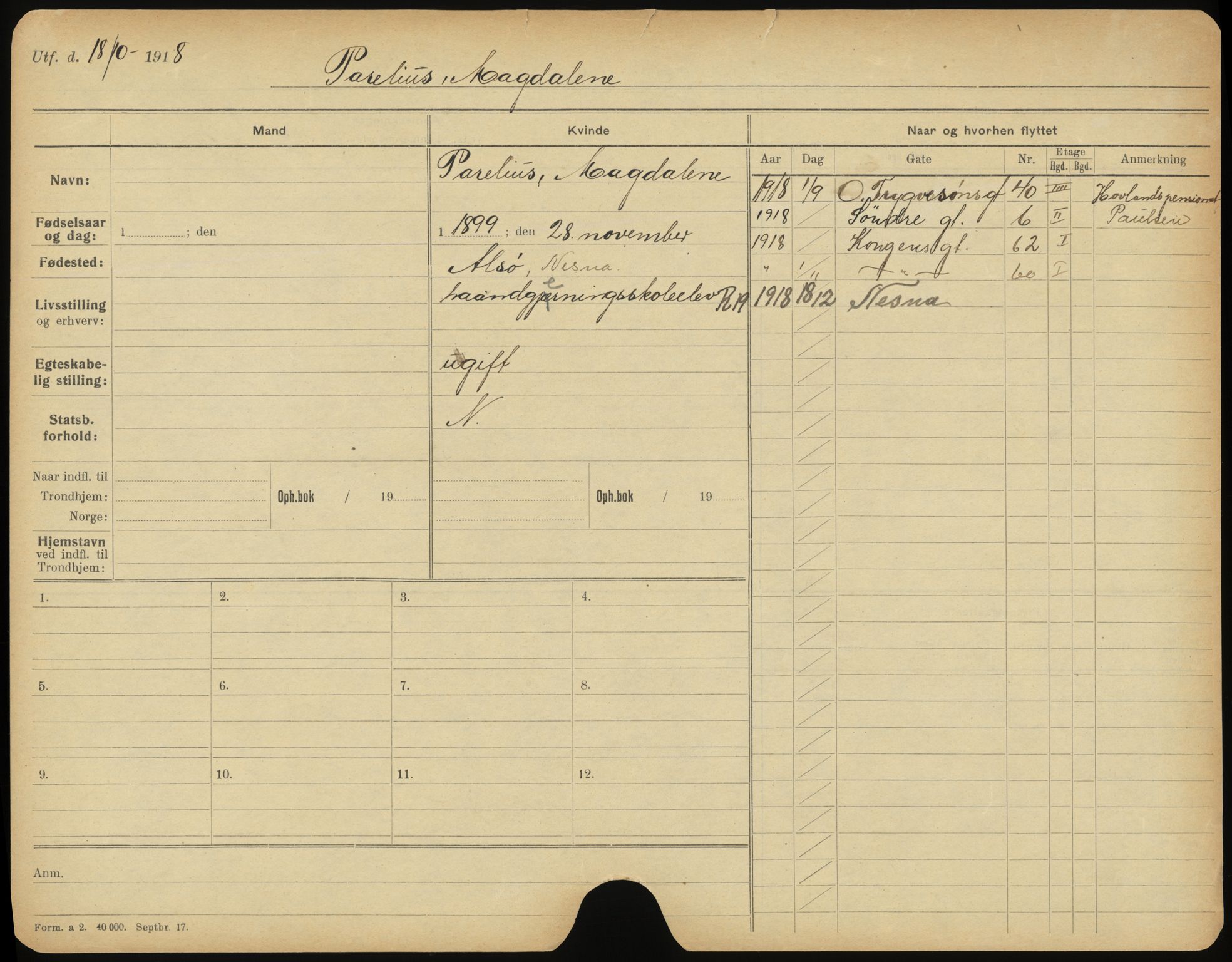 Trondheim folkeregister, AV/SAT-A-1608/1/F/Fb/L0004: Utflyttede P - Å, 1918