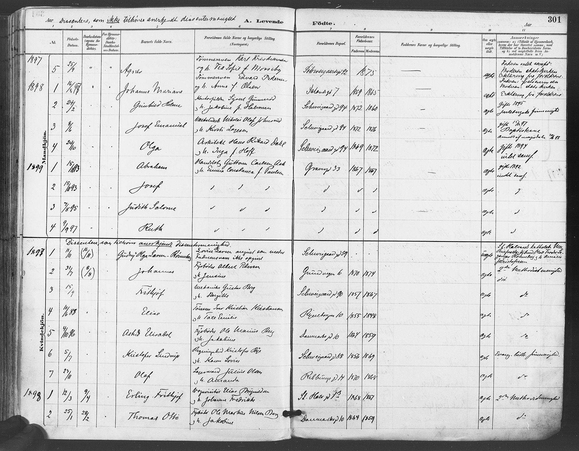 Gamlebyen prestekontor Kirkebøker, AV/SAO-A-10884/F/Fa/L0007: Ministerialbok nr. 7, 1889-1899, s. 301