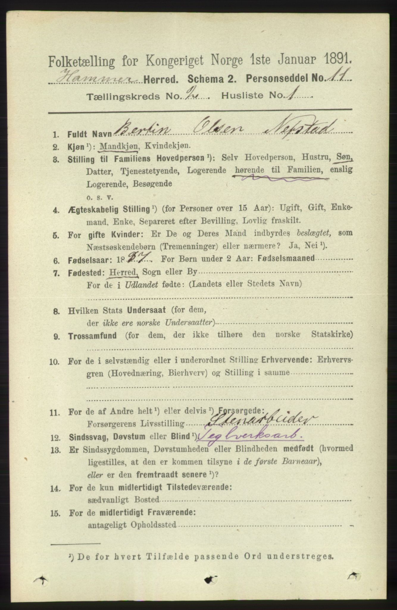 RA, Folketelling 1891 for 1254 Hamre herred, 1891, s. 235