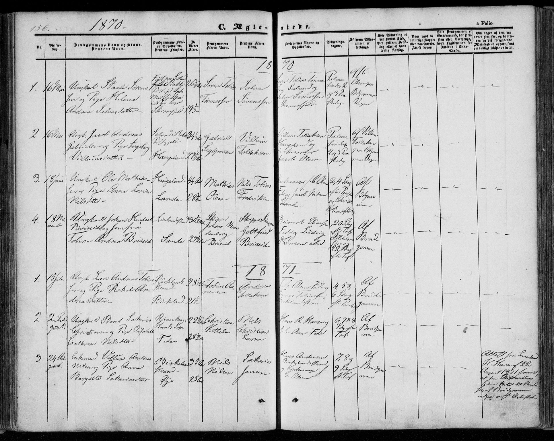 Kvinesdal sokneprestkontor, SAK/1111-0026/F/Fa/Faa/L0002: Ministerialbok nr. A 2, 1850-1876, s. 156