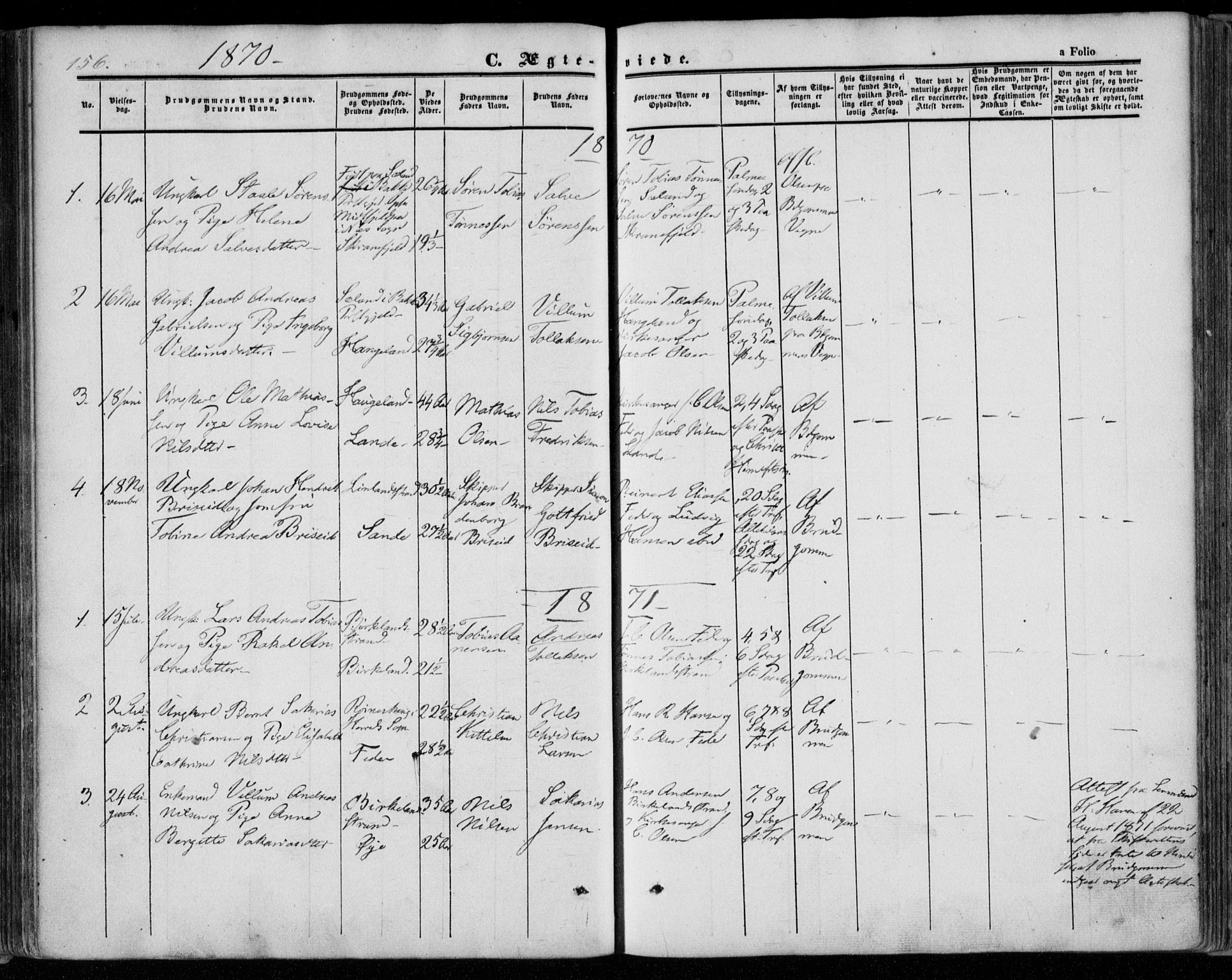 Kvinesdal sokneprestkontor, AV/SAK-1111-0026/F/Fa/Faa/L0002: Ministerialbok nr. A 2, 1850-1876, s. 156