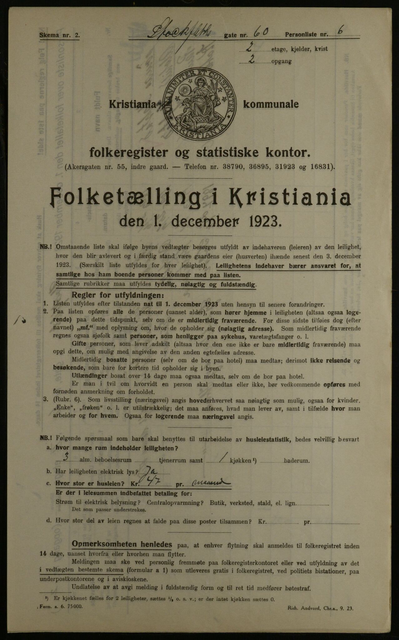 OBA, Kommunal folketelling 1.12.1923 for Kristiania, 1923, s. 113606