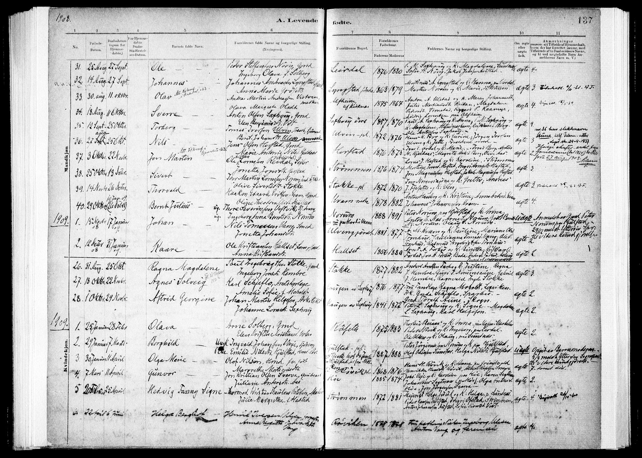 Ministerialprotokoller, klokkerbøker og fødselsregistre - Nord-Trøndelag, SAT/A-1458/730/L0285: Ministerialbok nr. 730A10, 1879-1914, s. 137