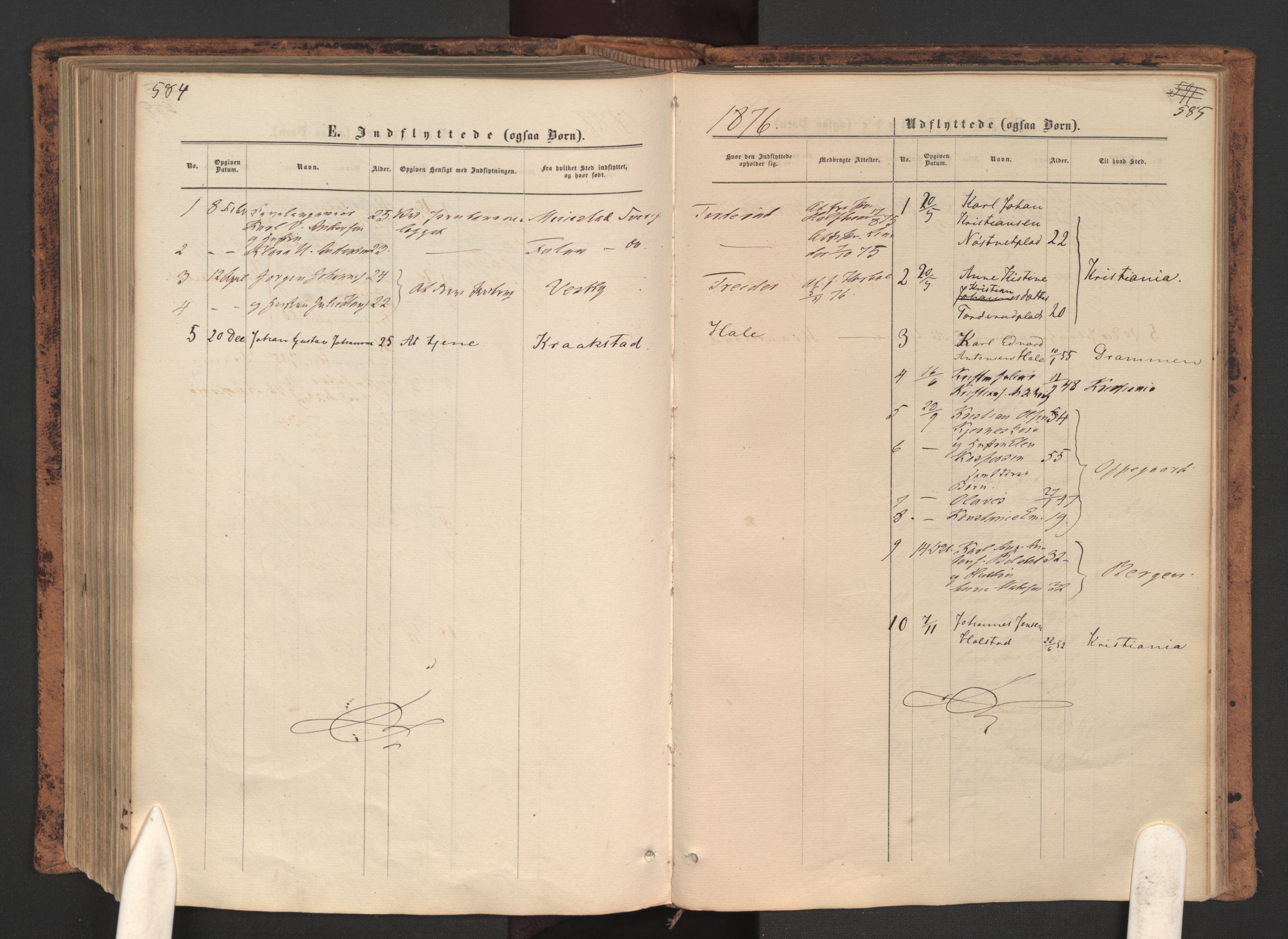 Ås prestekontor Kirkebøker, AV/SAO-A-10894/F/Fa/L0008: Ministerialbok nr. I 8, 1871-1880, s. 584-585