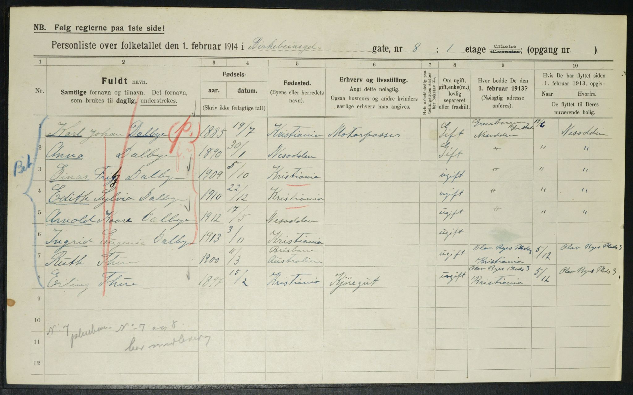 OBA, Kommunal folketelling 1.2.1914 for Kristiania, 1914, s. 4961