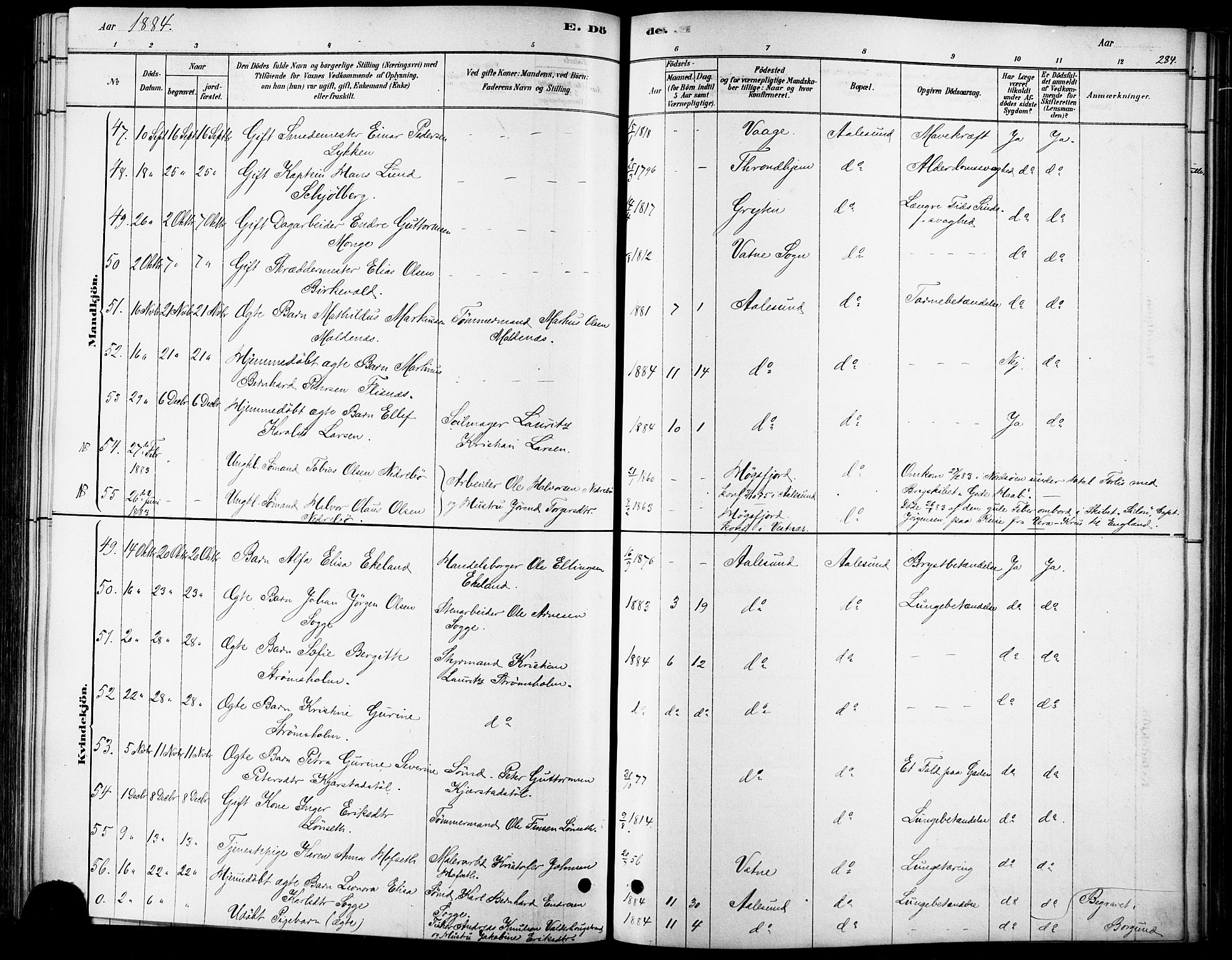 Ministerialprotokoller, klokkerbøker og fødselsregistre - Møre og Romsdal, SAT/A-1454/529/L0454: Ministerialbok nr. 529A04, 1878-1885, s. 284