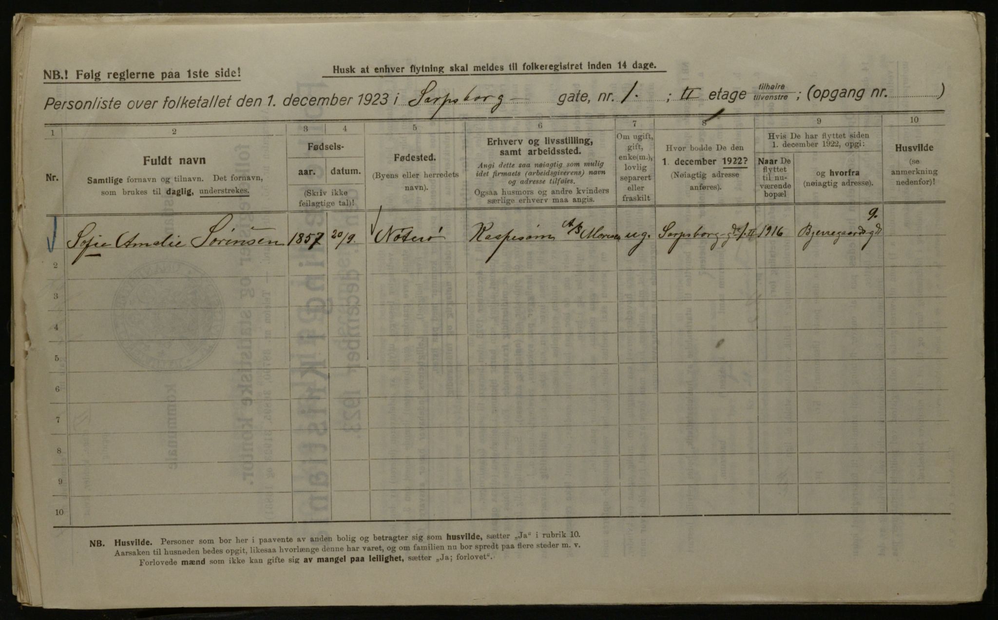 OBA, Kommunal folketelling 1.12.1923 for Kristiania, 1923, s. 98410