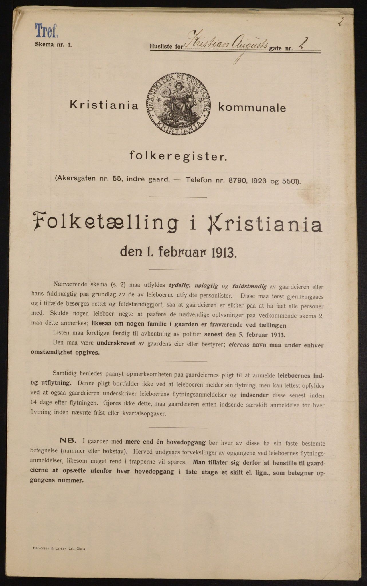 OBA, Kommunal folketelling 1.2.1913 for Kristiania, 1913, s. 53650