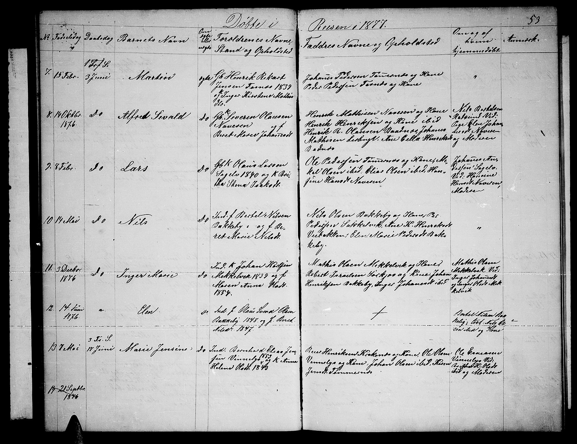 Skjervøy sokneprestkontor, AV/SATØ-S-1300/H/Ha/Hab/L0019klokker: Klokkerbok nr. 19, 1863-1877, s. 53