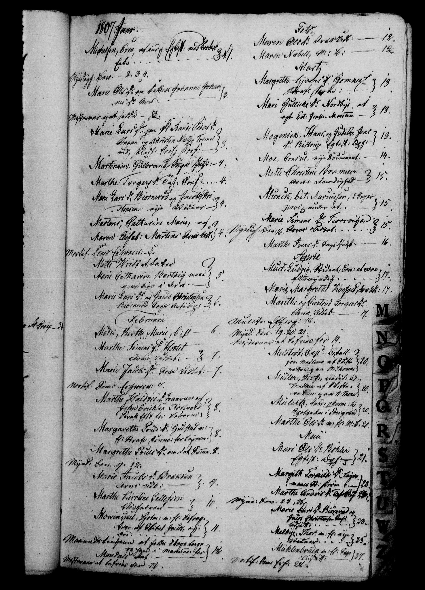 Danske Kanselli 1800-1814, RA/EA-3024/H/Hf/Hfb/Hfbc/L0008: Underskrivelsesbok m. register, 1807