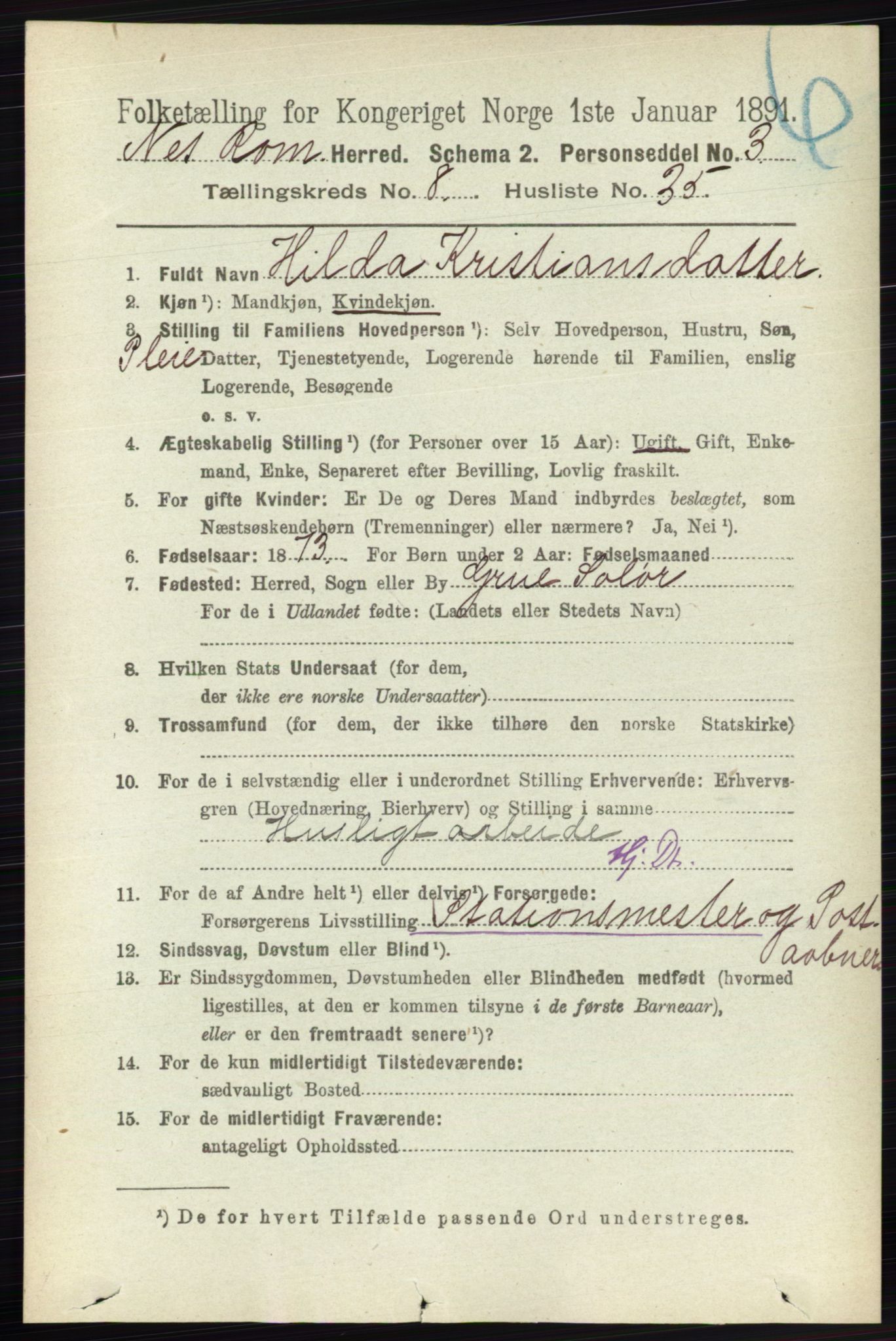 RA, Folketelling 1891 for 0236 Nes herred, 1891, s. 4826