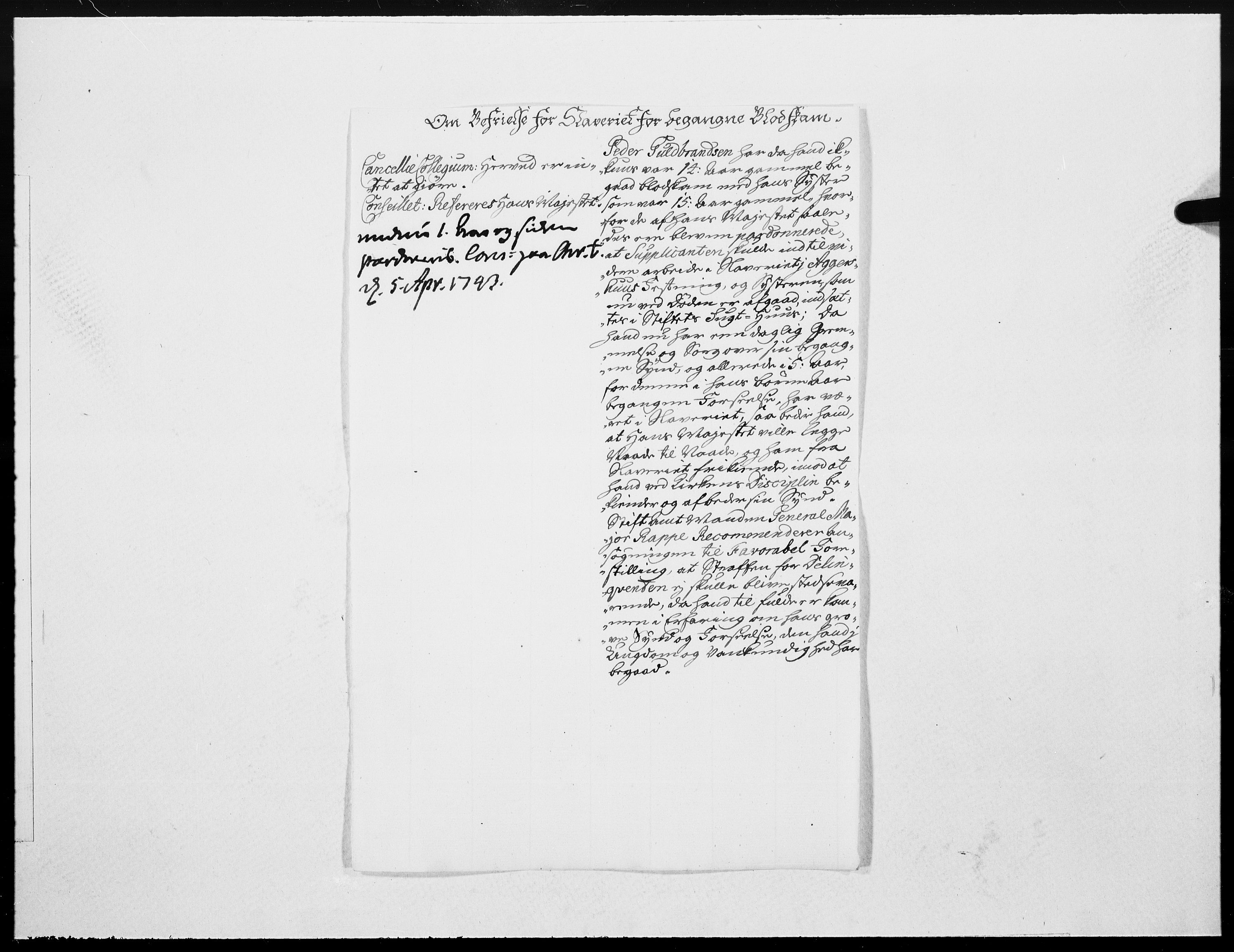 Danske Kanselli 1572-1799, RA/EA-3023/F/Fc/Fcc/Fcca/L0137: Norske innlegg 1572-1799, 1743, s. 457