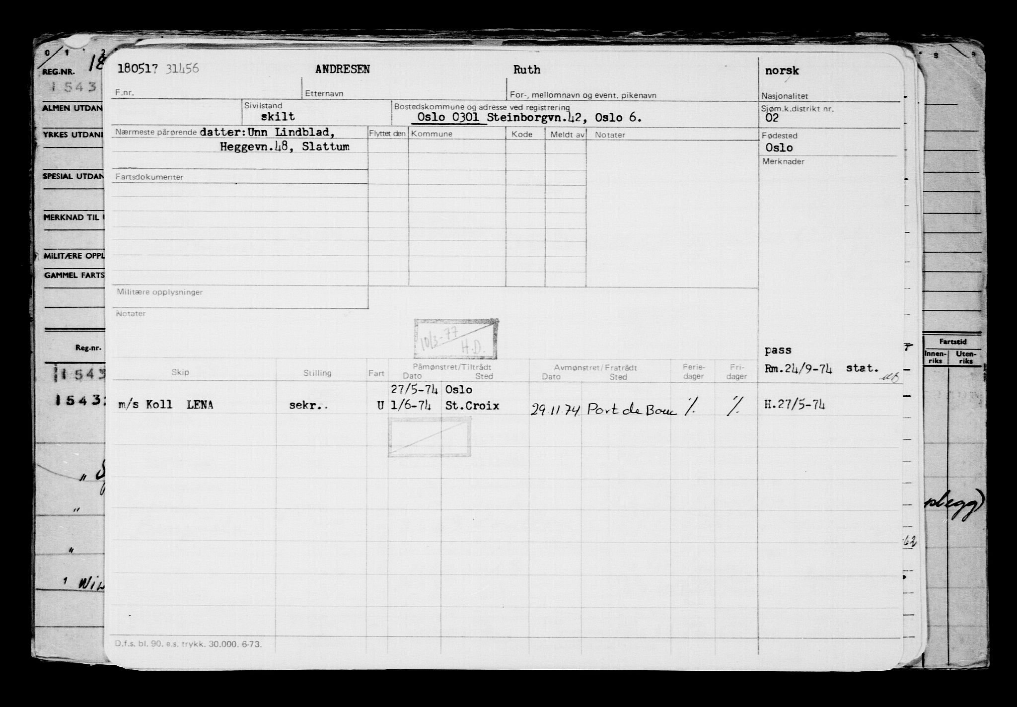 Direktoratet for sjømenn, RA/S-3545/G/Gb/L0148: Hovedkort, 1917, s. 581