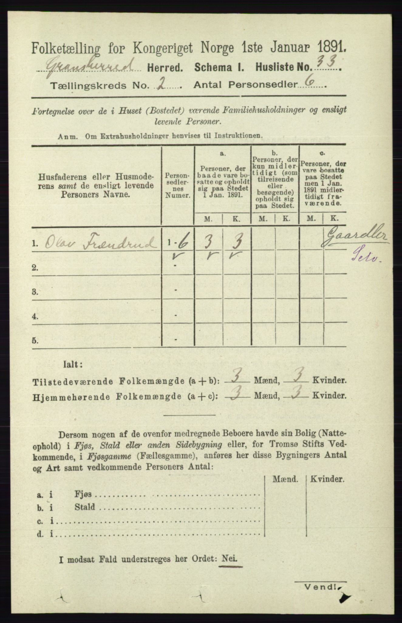 RA, Folketelling 1891 for 0824 Gransherad herred, 1891, s. 277