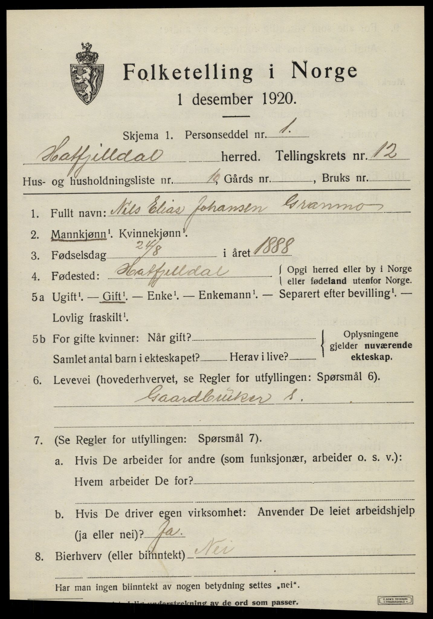 SAT, Folketelling 1920 for 1826 Hattfjelldal herred, 1920, s. 2894