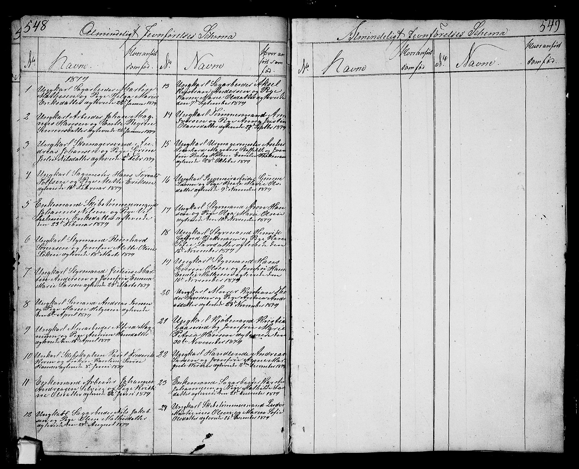 Fredrikstad prestekontor Kirkebøker, AV/SAO-A-11082/G/Ga/L0001: Klokkerbok nr. 1, 1824-1879, s. 548-549