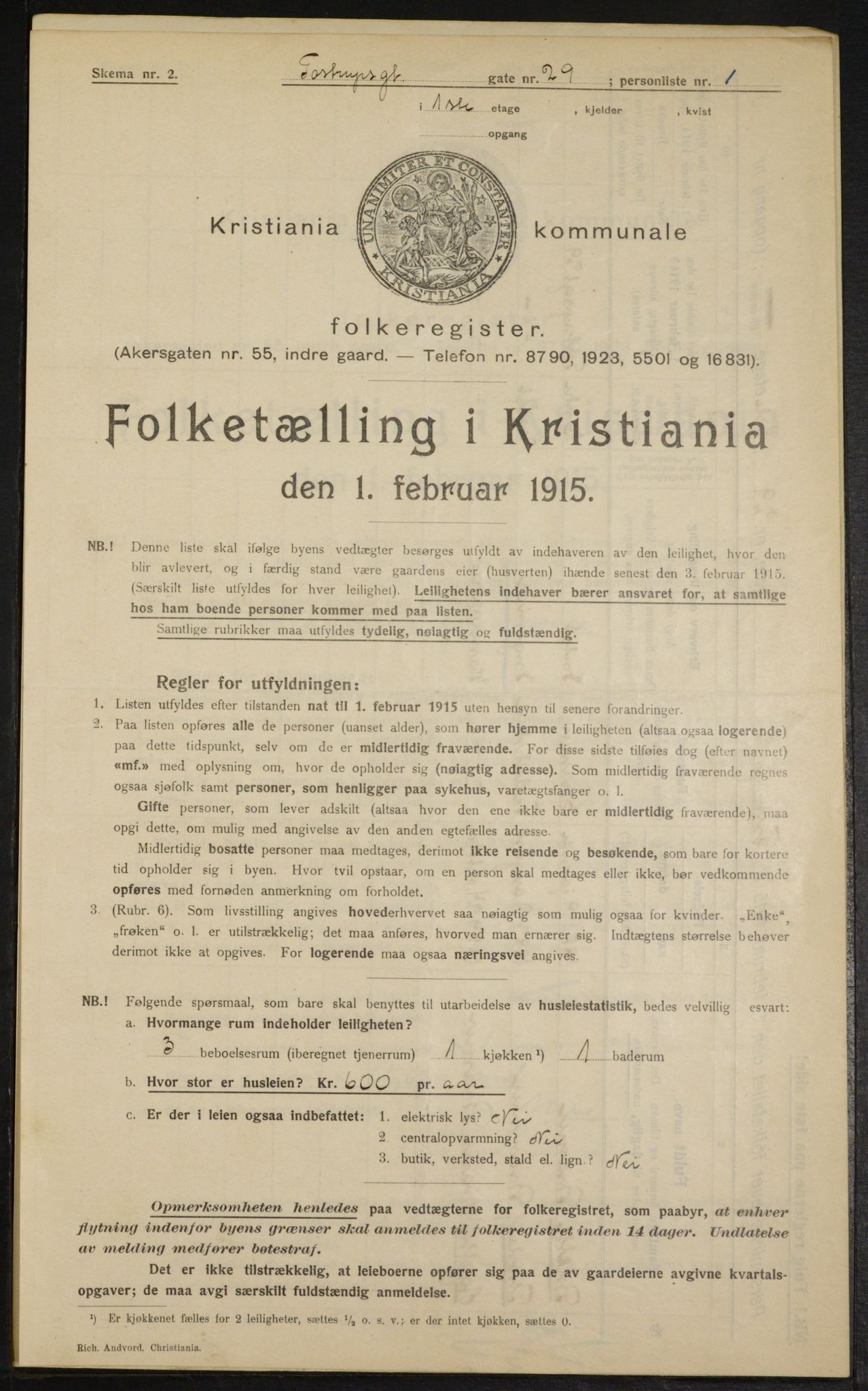 OBA, Kommunal folketelling 1.2.1915 for Kristiania, 1915, s. 115617