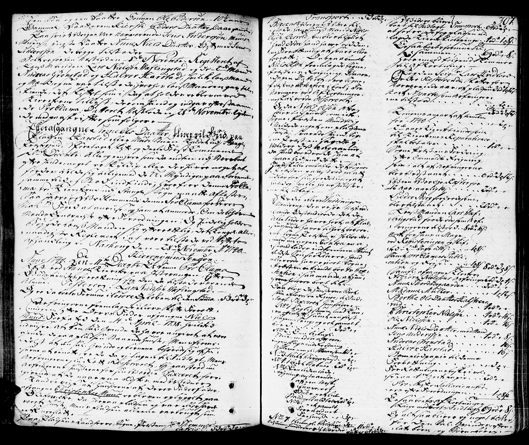 Hedemarken sorenskriveri, SAH/TING-034/J/Ja/L0011: Skifteprotokoll, 1736-1743, s. 306b-307a