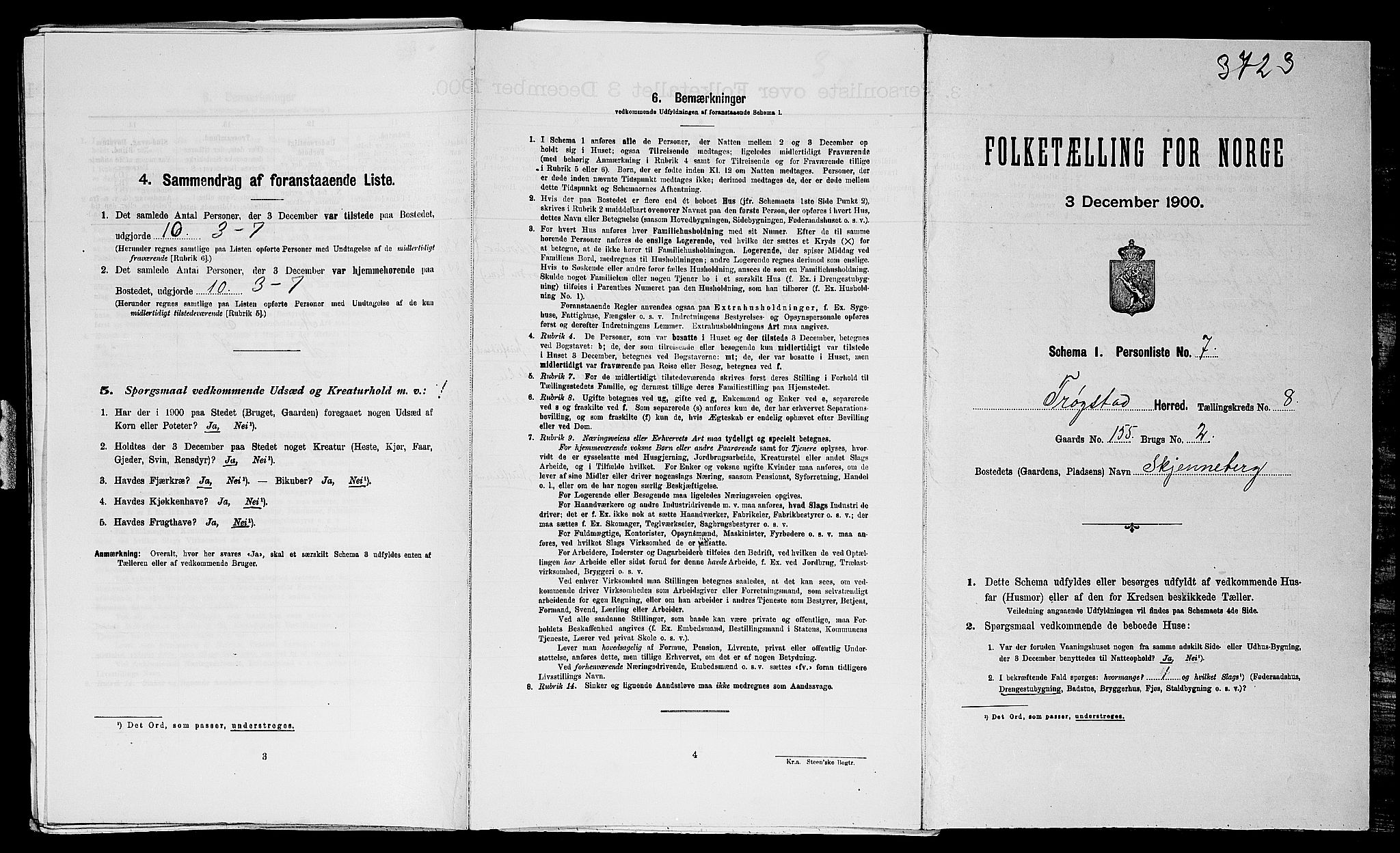 SAO, Folketelling 1900 for 0122 Trøgstad herred, 1900