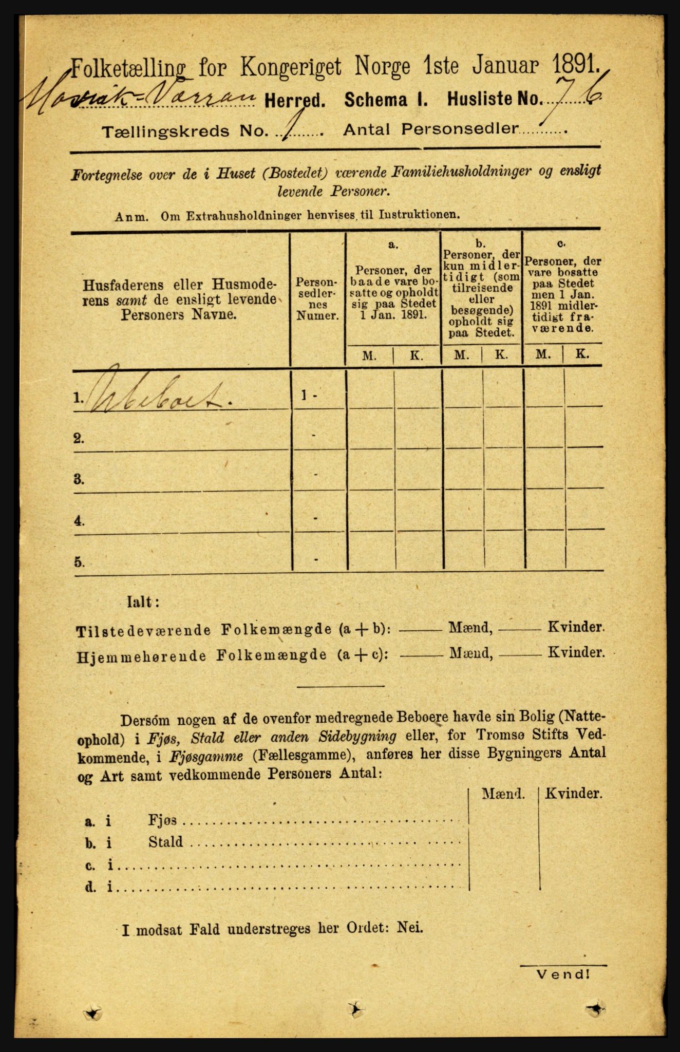 RA, Folketelling 1891 for 1723 Mosvik og Verran herred, 1891, s. 30