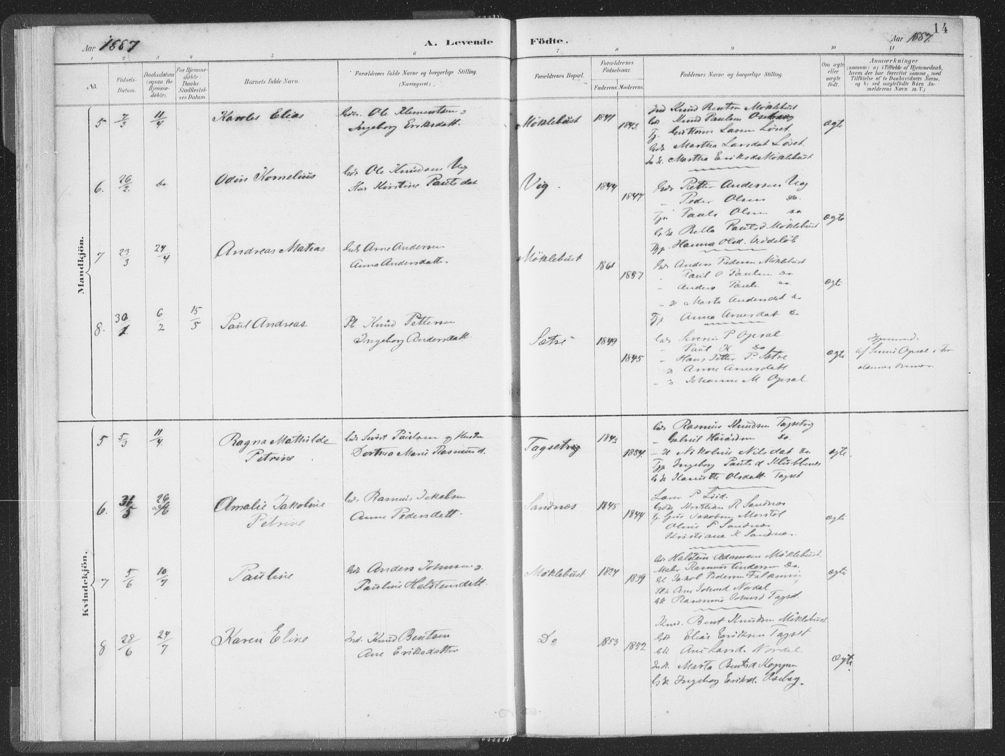 Ministerialprotokoller, klokkerbøker og fødselsregistre - Møre og Romsdal, SAT/A-1454/502/L0025: Ministerialbok nr. 502A03, 1885-1909, s. 14