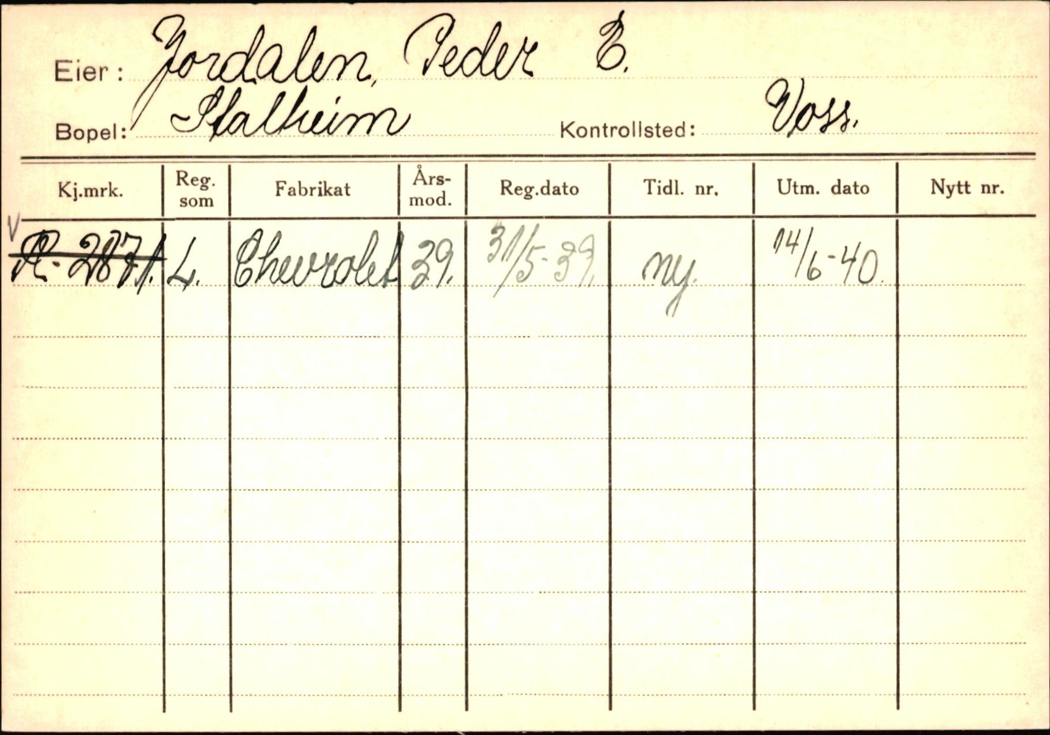 Statens vegvesen, Hordaland vegkontor, AV/SAB-A-5201/2/Ha/L0028: R-eierkort J-K, 1920-1971, s. 36