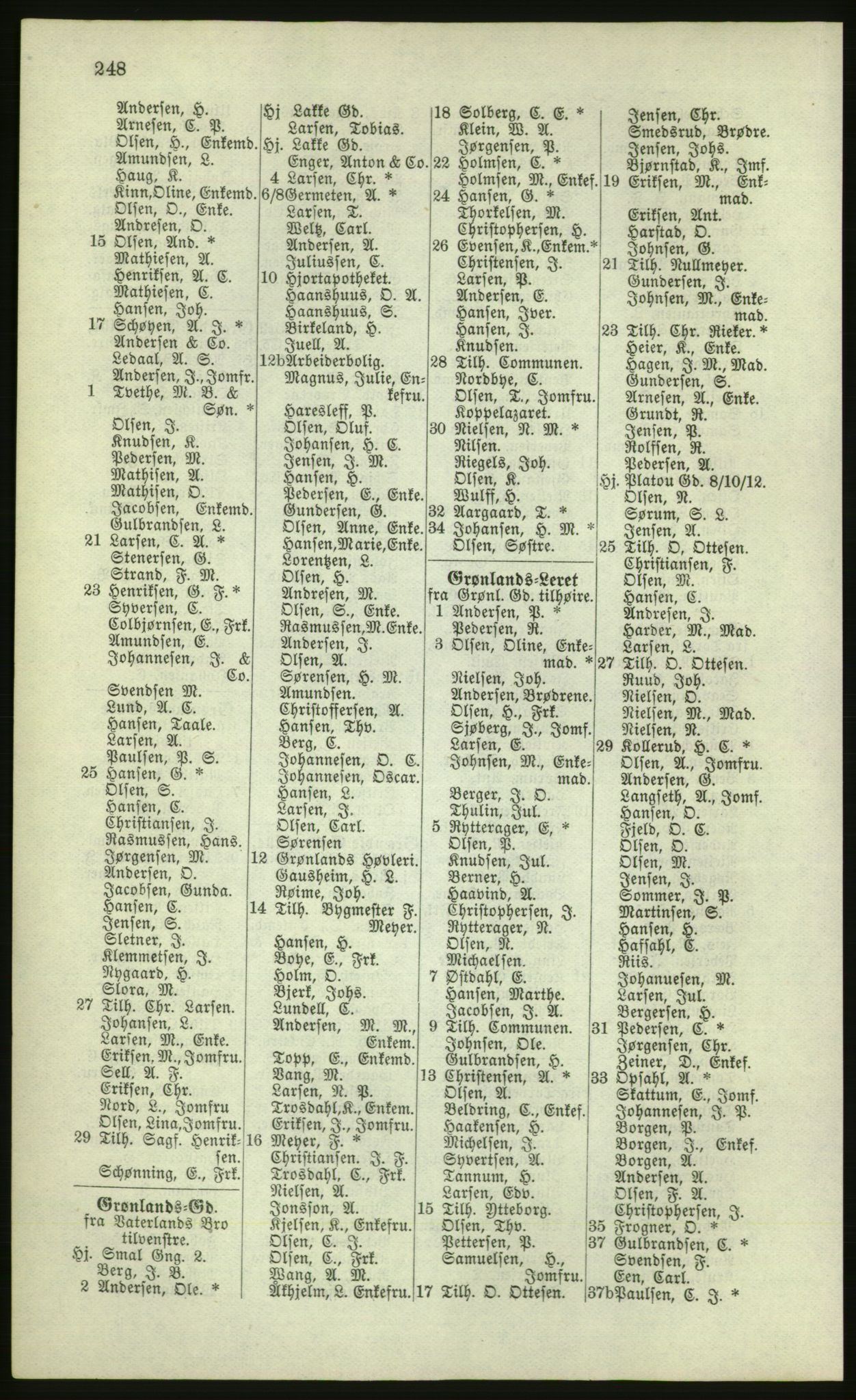 Kristiania/Oslo adressebok, PUBL/-, 1881, s. 248