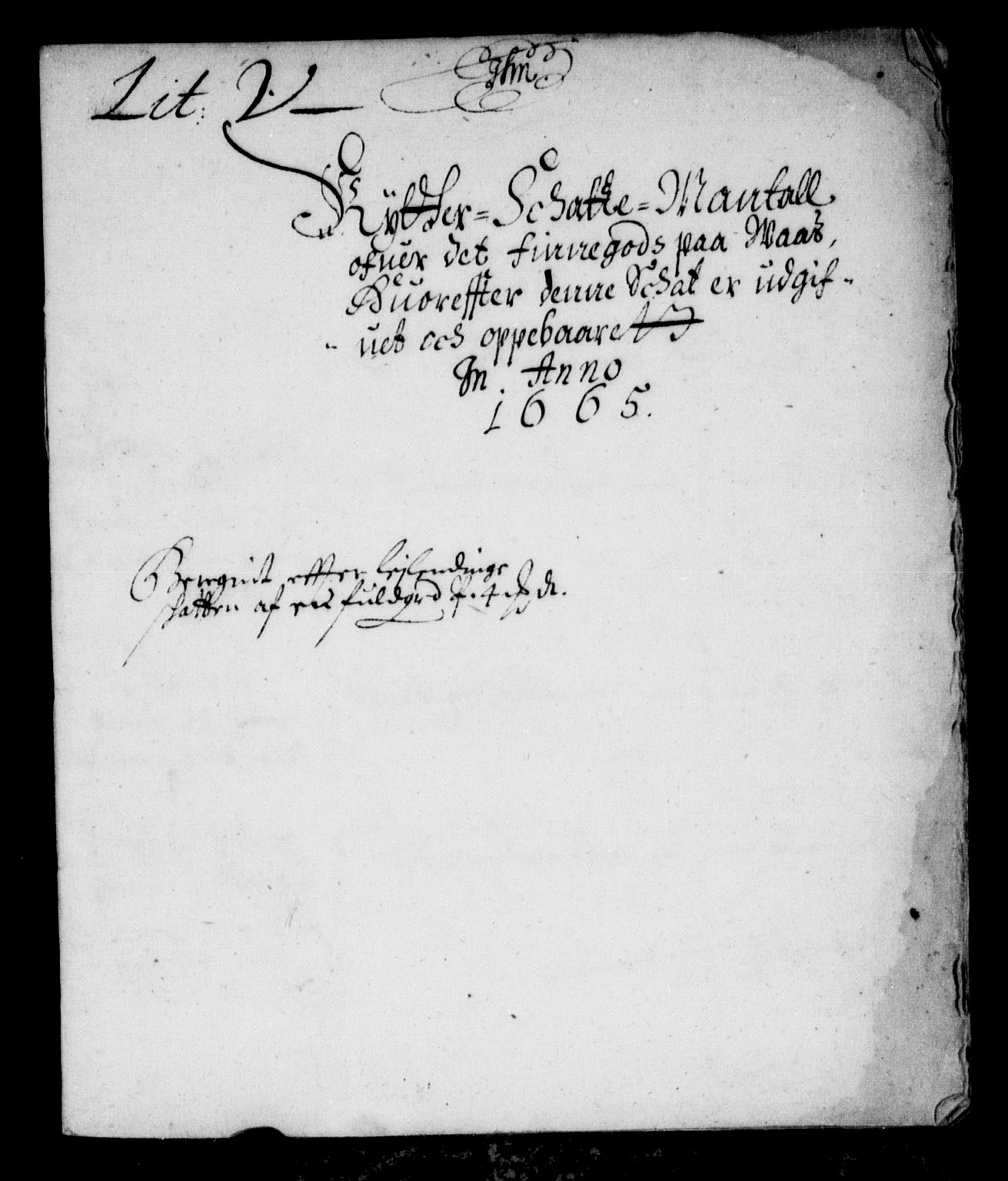 Rentekammeret inntil 1814, Reviderte regnskaper, Stiftamtstueregnskaper, Bergen stiftamt, RA/EA-6043/R/Rc/L0017: Bergen stiftamt, 1665